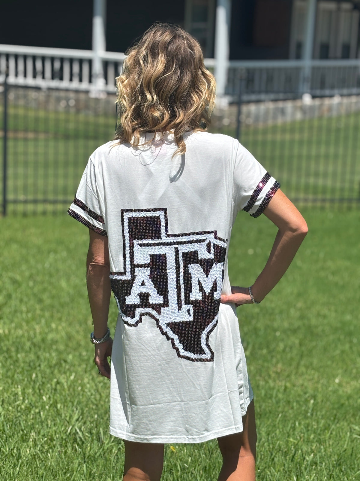 Queen of Sparkles Licensed Texas A&M Oversized Mascot Tee Dress