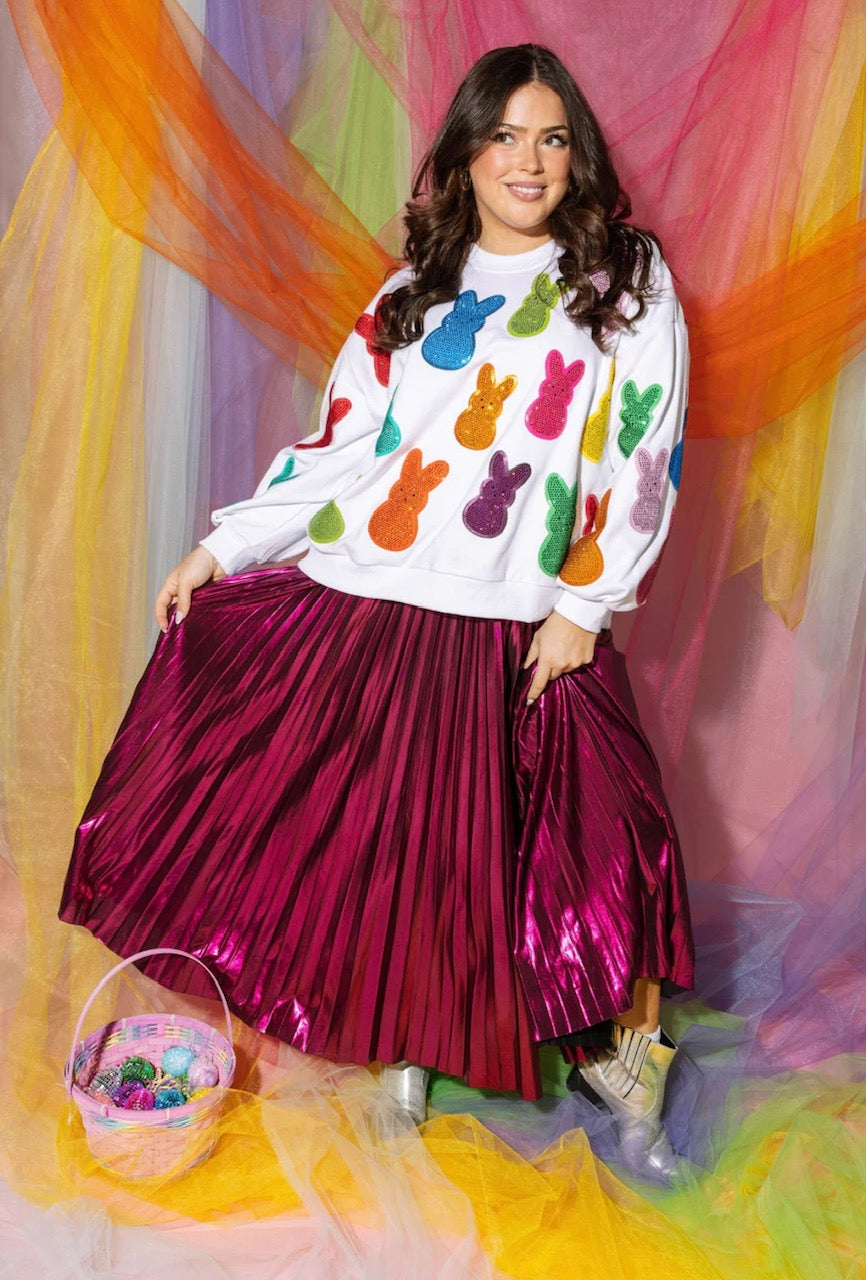 Queen of Sparkles White Multi Peeps Sweatshirt