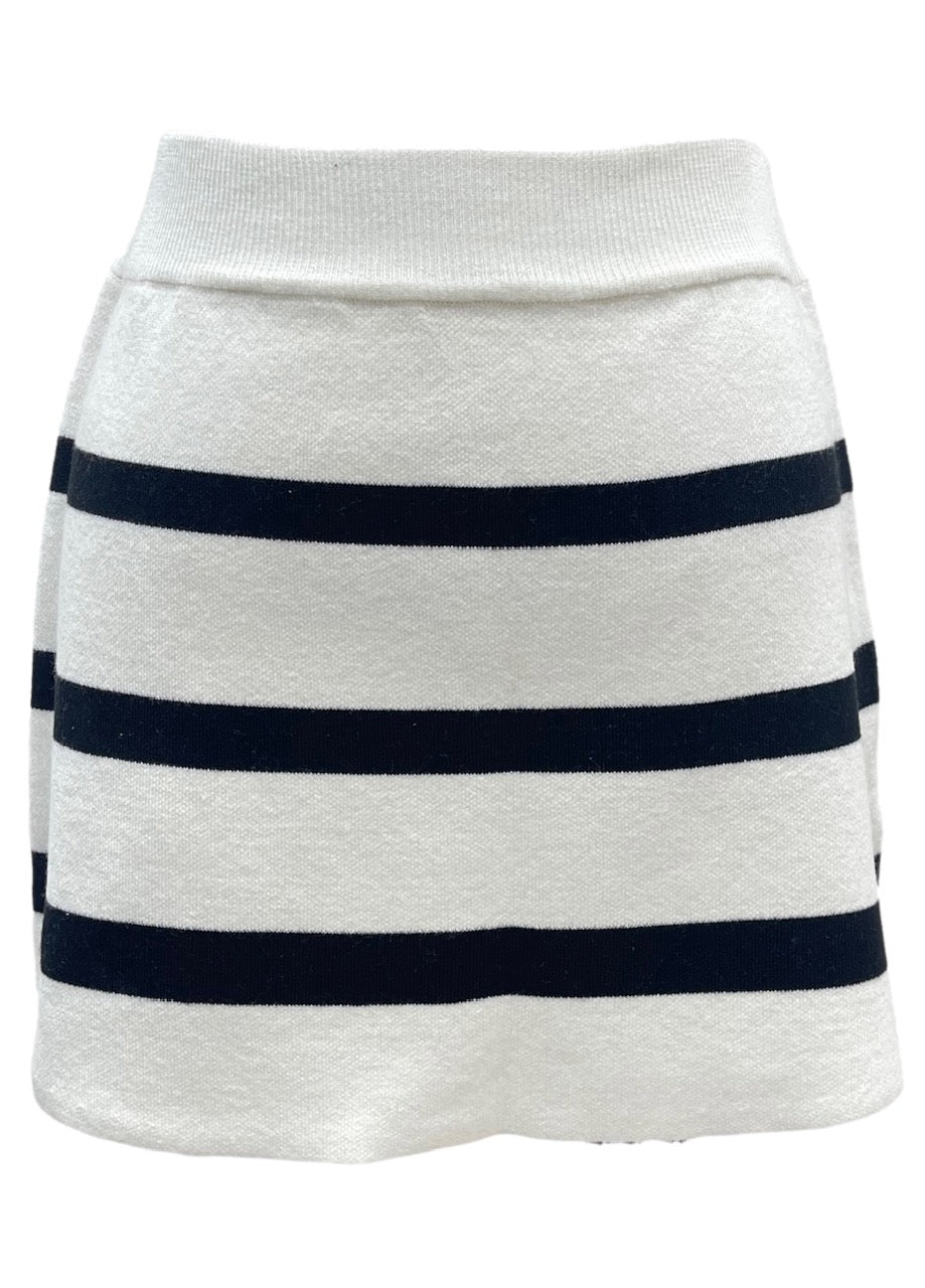 Queen of Sparkles White & Black Striped Sweater Skirt