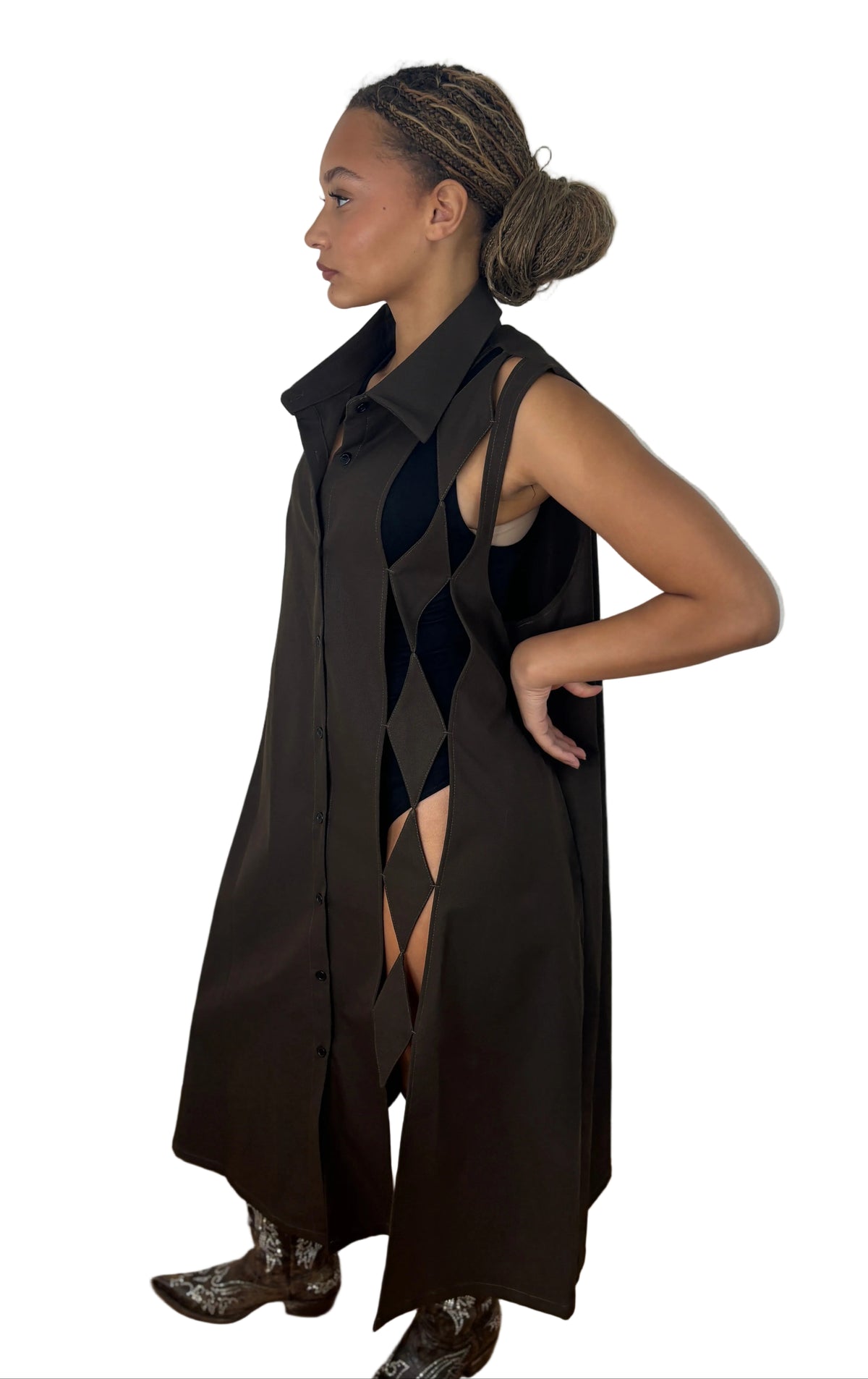 Beulah Dress with Geometric Cutouts
