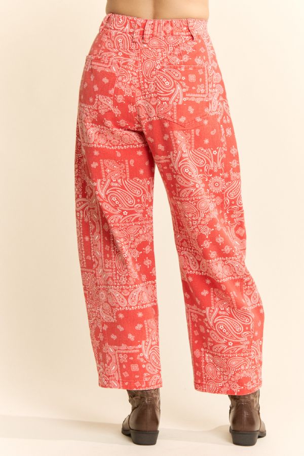Bandana Print Barrel Jeans