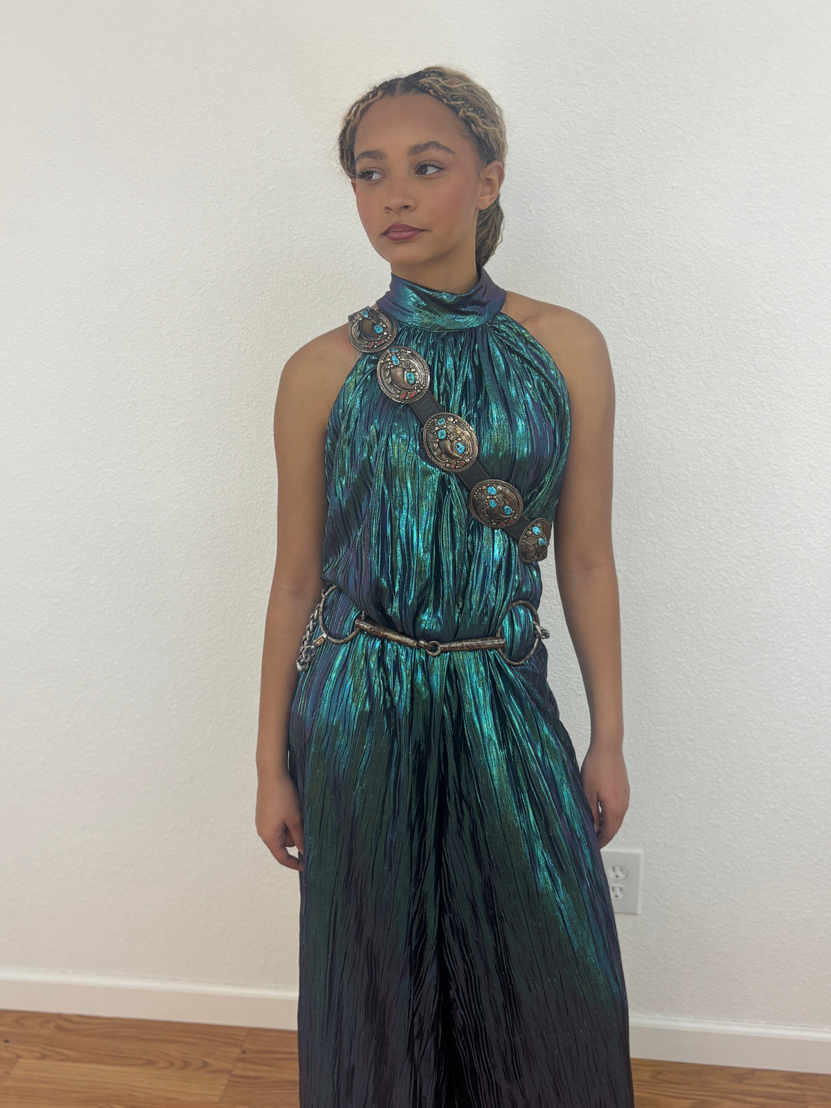 Metallic Jumpsuit - Turquoise
