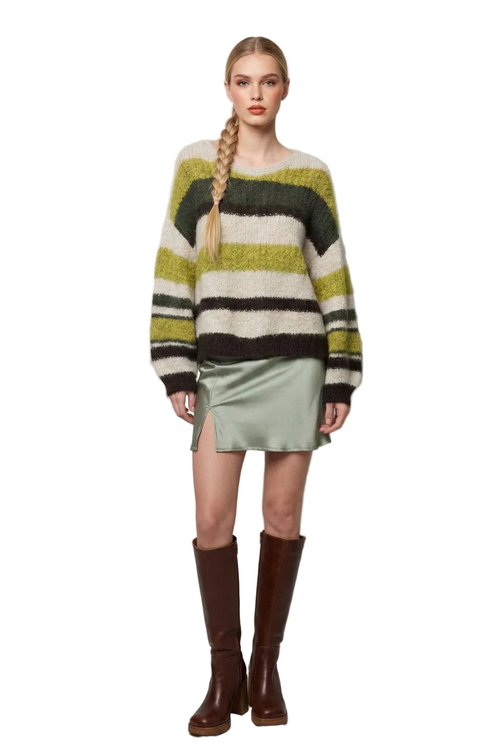 Olive & Moss Striped Recycled Knit Sweater — product photo.