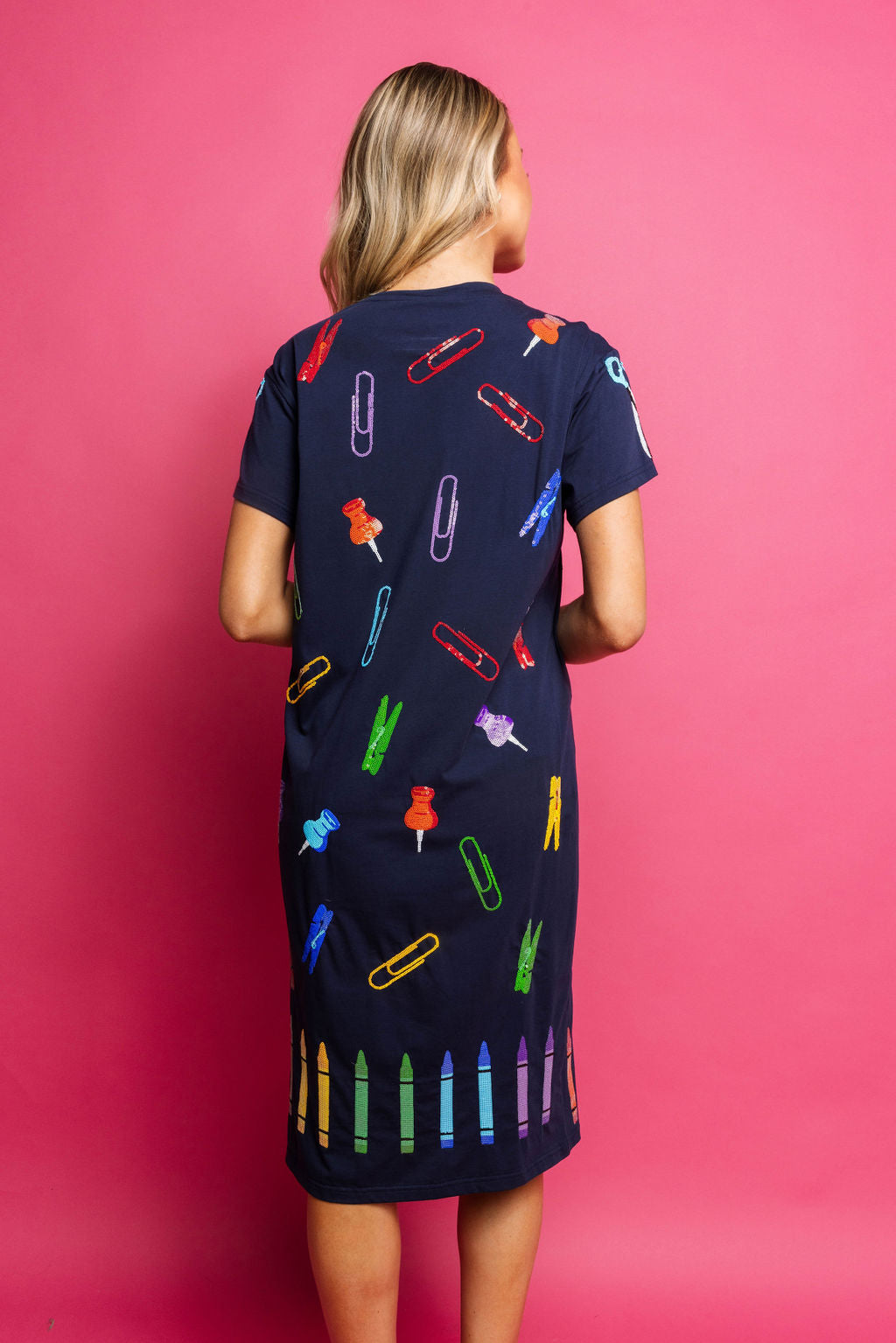 Queen of Sparkles Navy School Supply Tee Midi