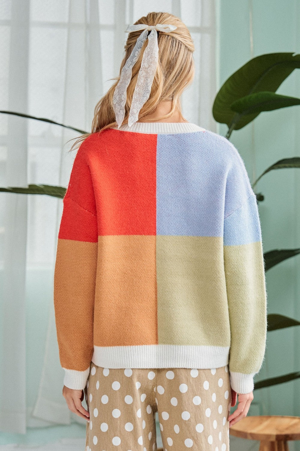Women's Colorblock Western Horse Sweater