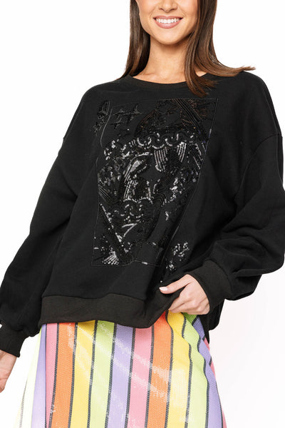 Queen of Sparkles Black Card Sweatshirt – Leopard Grove