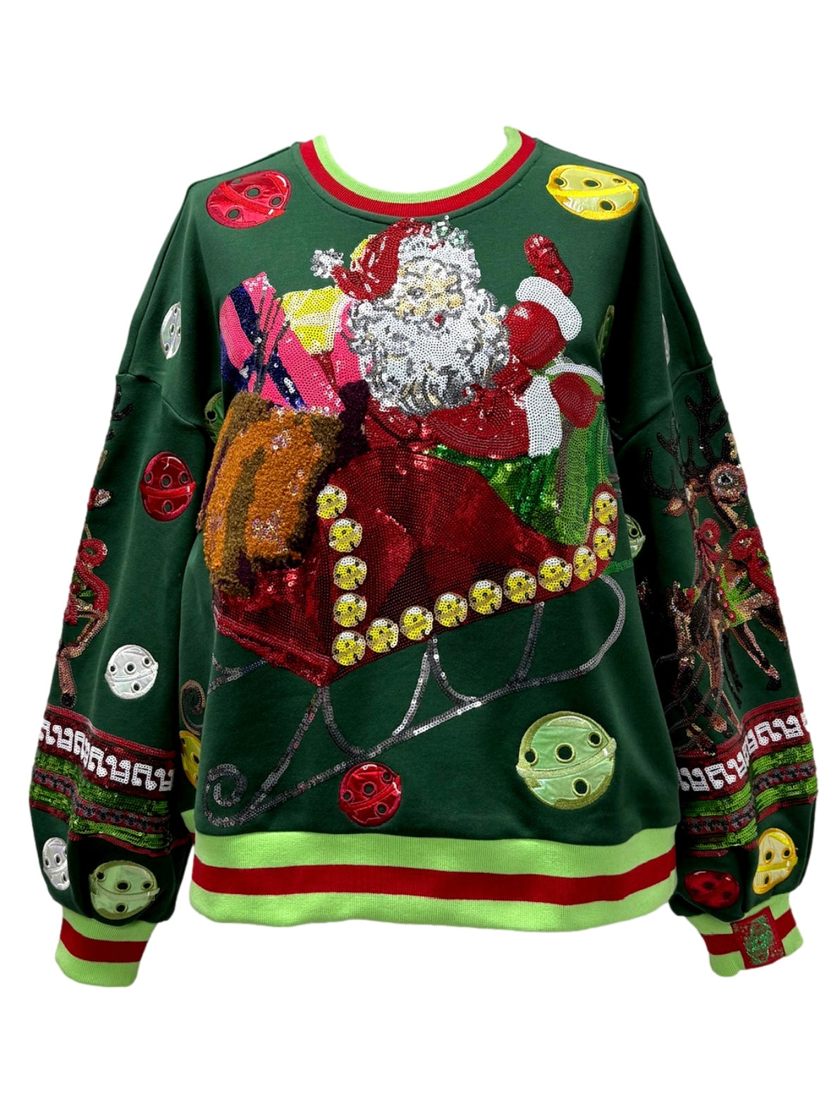 Queen of Sparkles vintage jingle bell Santa sweatshirt product image 2.