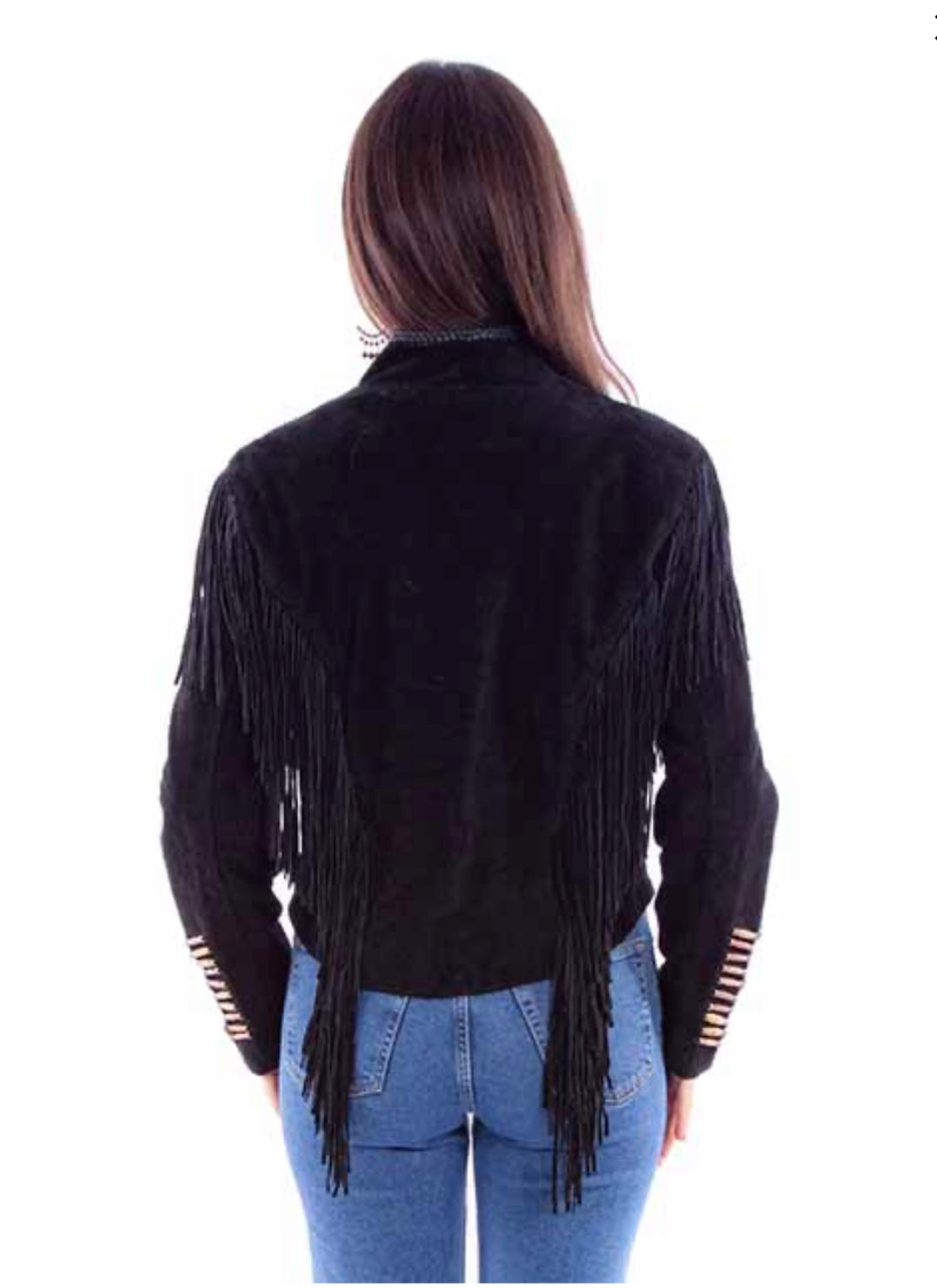 Scully black suede fringe jacket product image.