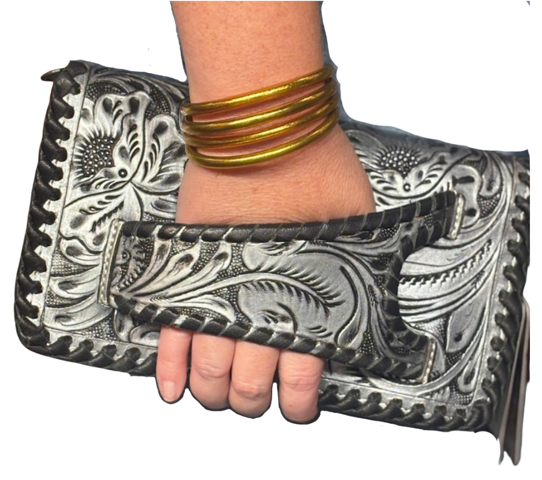 Tooled Leather Clutch by American Darling - western leather handbag product image 01