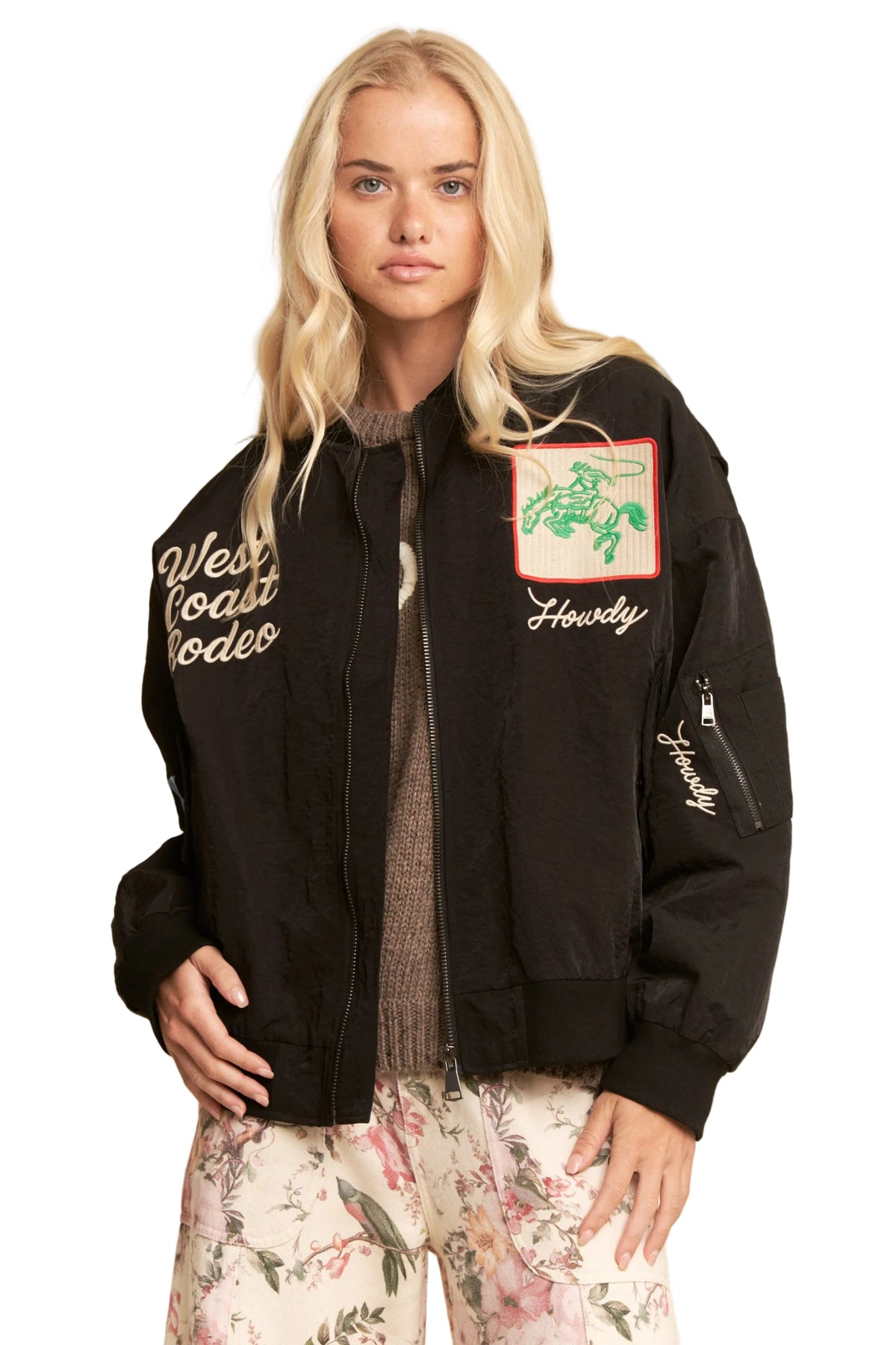 West Coast Rodeo Embroidery Bomber - Black by Davi&Dani - Leopard Grove product image 01