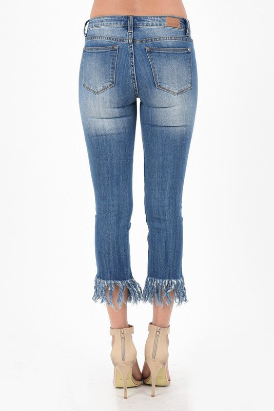 Judy Blue I'm So Frayed Mid-Rise Crop Straight Jeans
