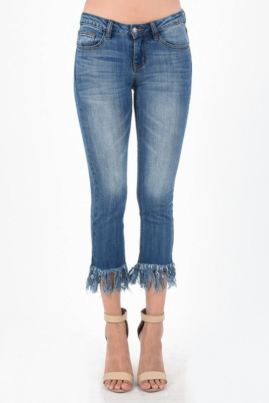 Judy Blue Bootyfull I'm So Frayed Mid-Rise Crop Straight Jeans (Plus Size)
