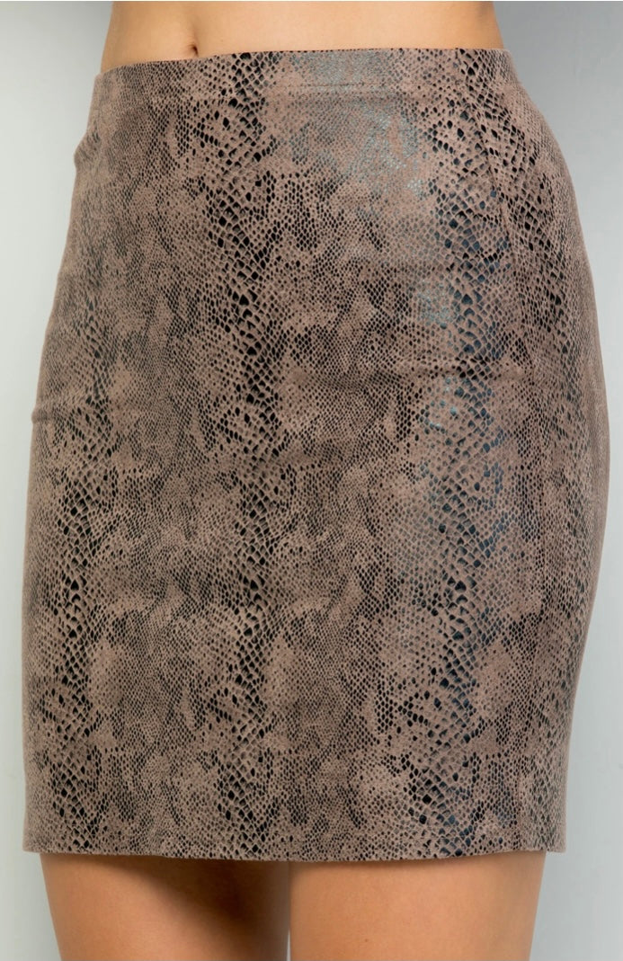 Snake Print Skirt - Purple Grey