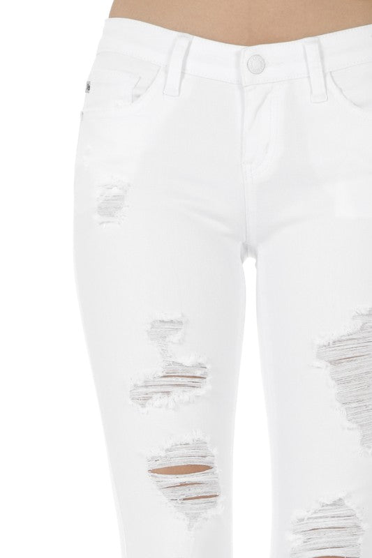 womens white jean distressed destroyed skinny stretch jean