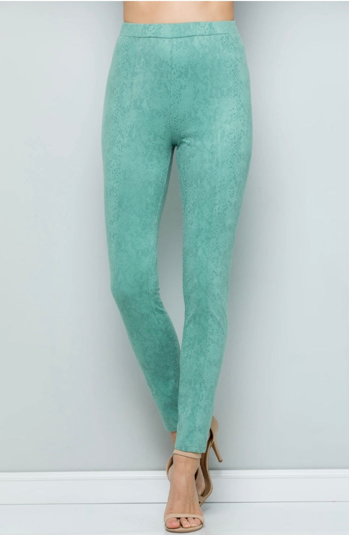 Snake Print Pants - Turquoise/Mint