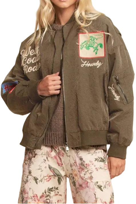 West Coast Rodeo Embroidery Bomber - Mocha by Davi&Dani