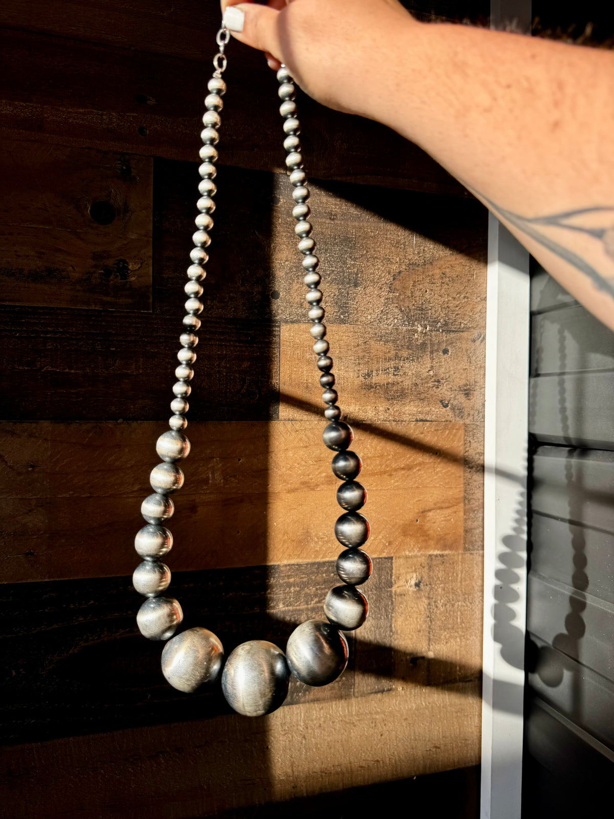 36 inch Massive sterling silver pearls graduated by The Bijoux FAB Jewelry