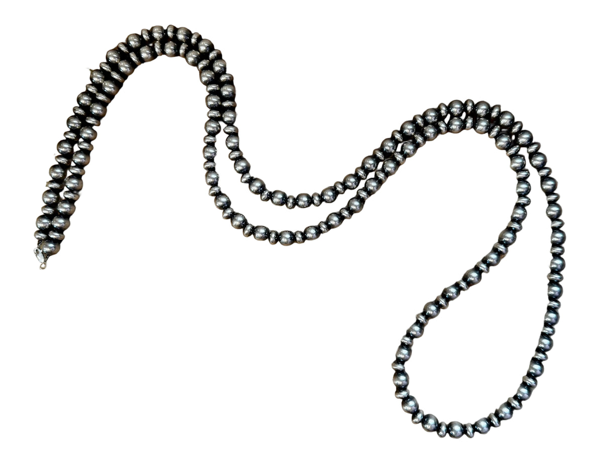 54 inch Necklace - 10 mm & 10 mm saucer Sterling Silver Pearls — product photo.