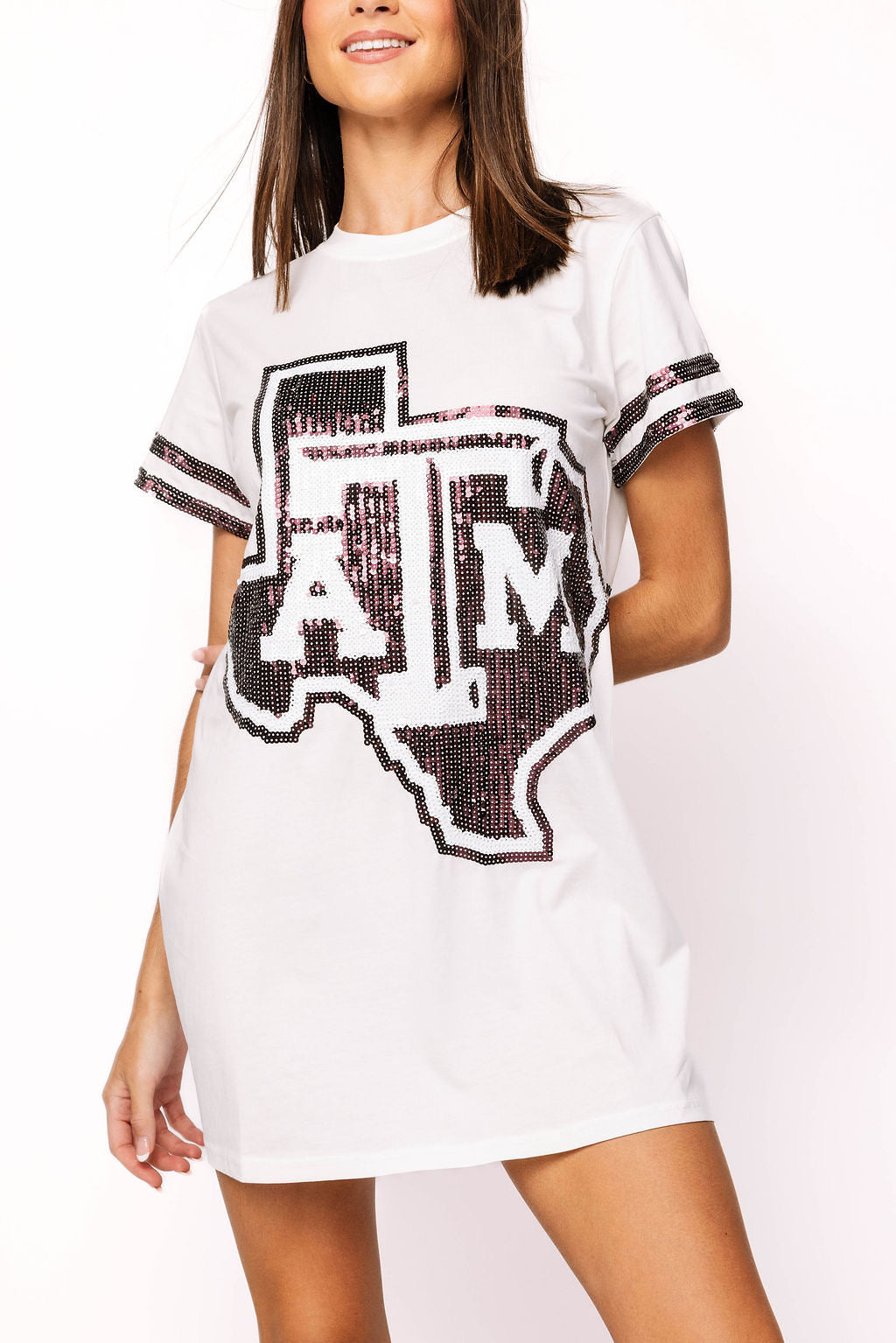 Queen of Sparkles Licensed Texas A&M Oversized Mascot Tee Dress