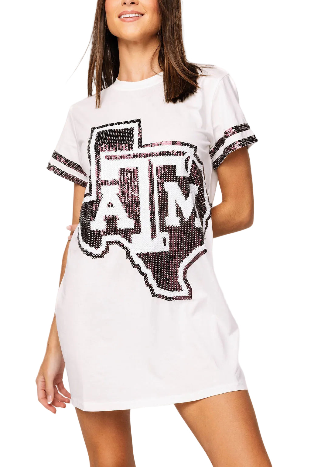 Queen of Sparkles Licensed Texas A&M Oversized Mascot Tee Dress