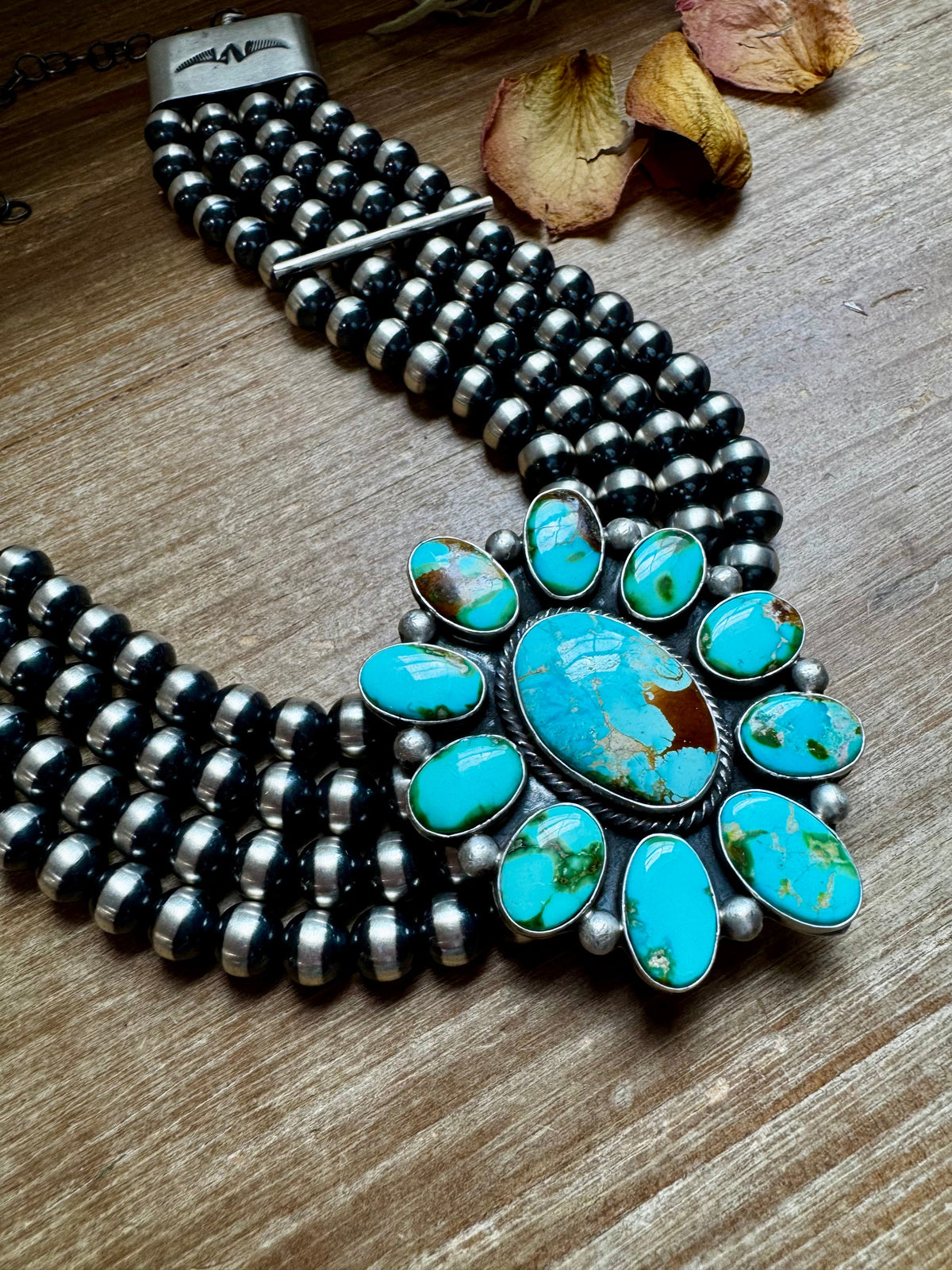 Princess Sonoran Turquoise Necklace – Emerson Thompson, Native Made, Sterling Silver — product photo.