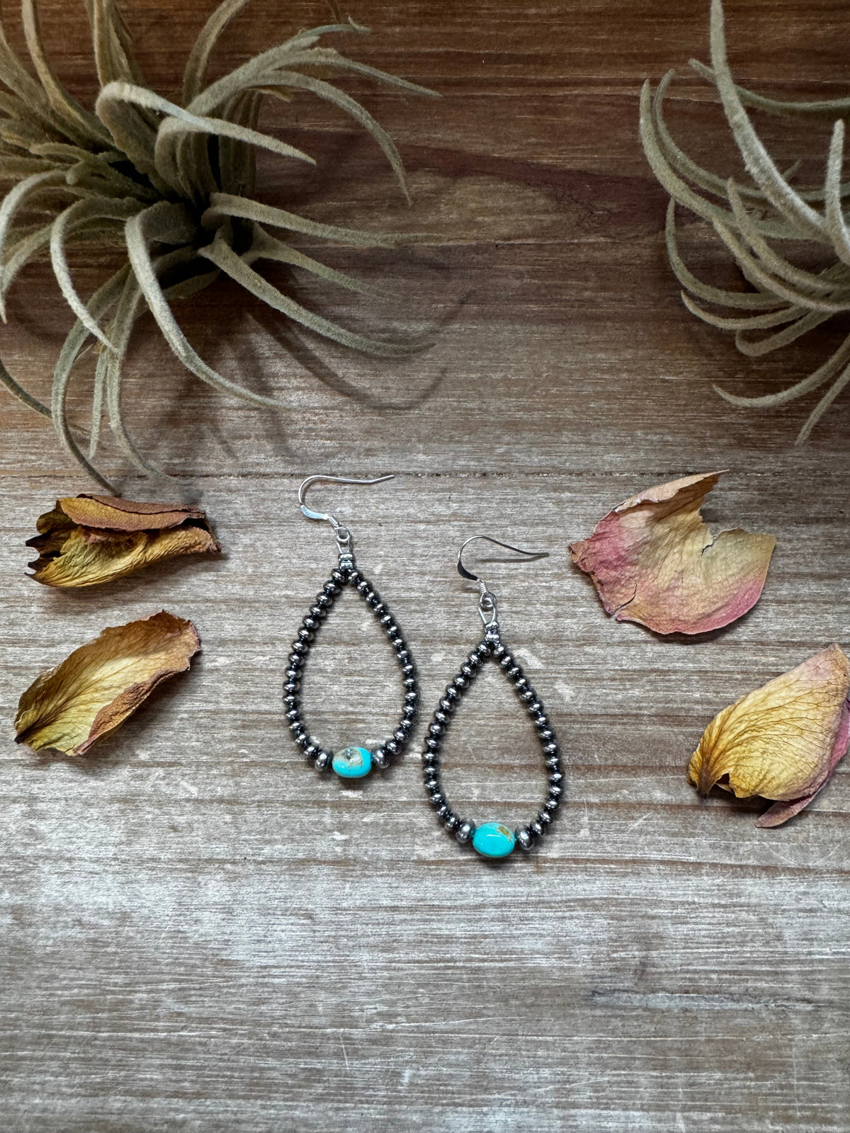 Sleeping Beauty Turquoise Teardrop Earrings – Sterling Silver — product photo.