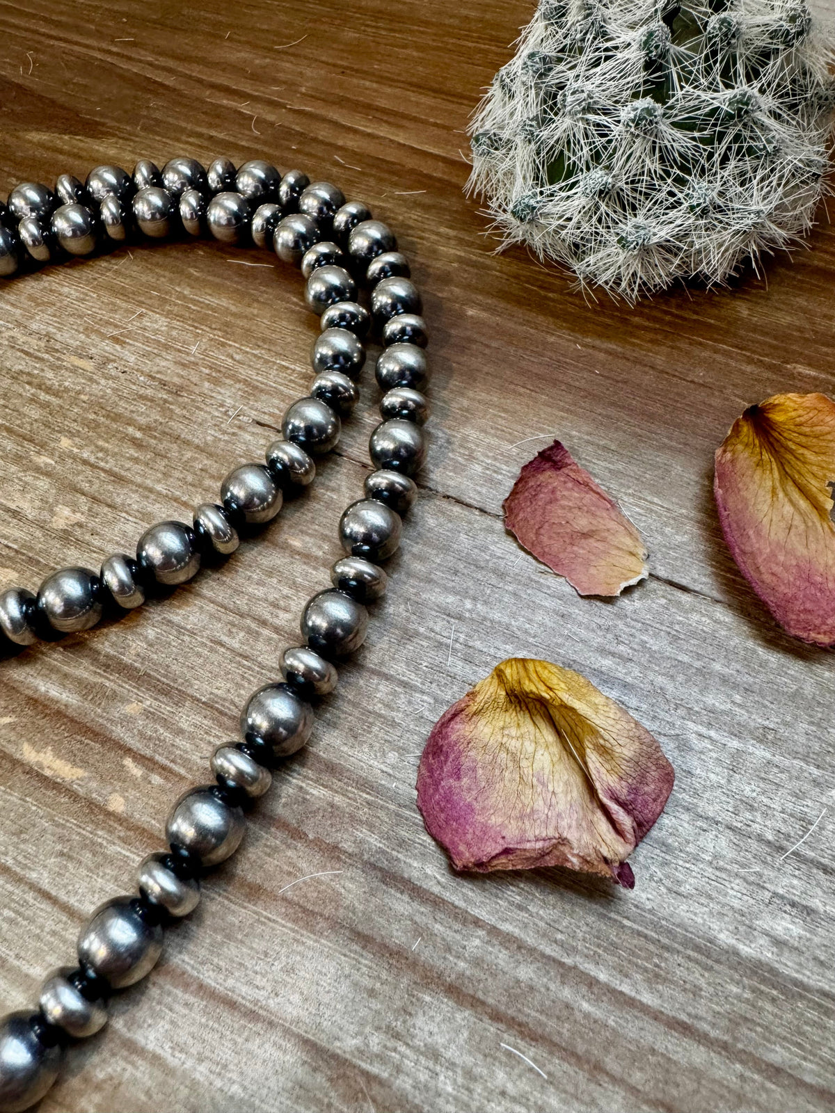 54 inch Necklace - 10 mm & 10 mm saucer Sterling Silver Pearls — product photo.