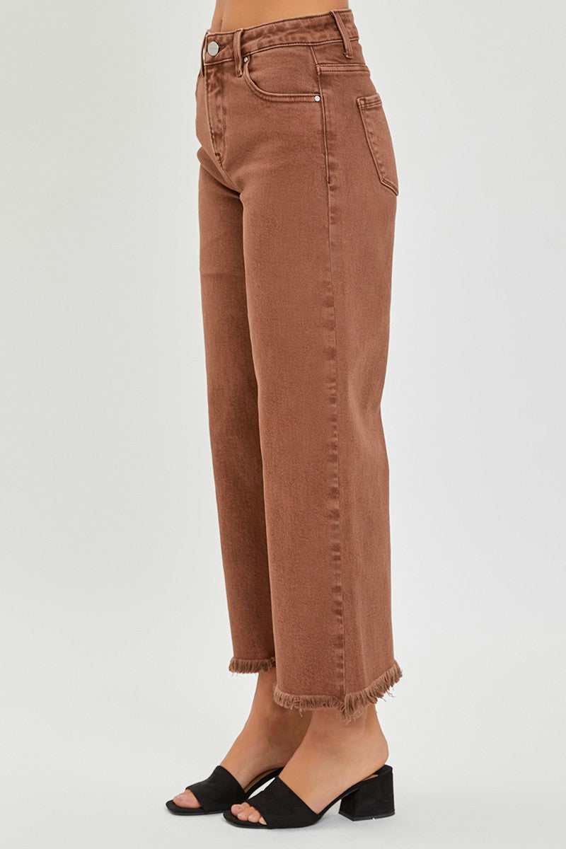 Risen High Rise Crop Wide Leg Pants - Espresso