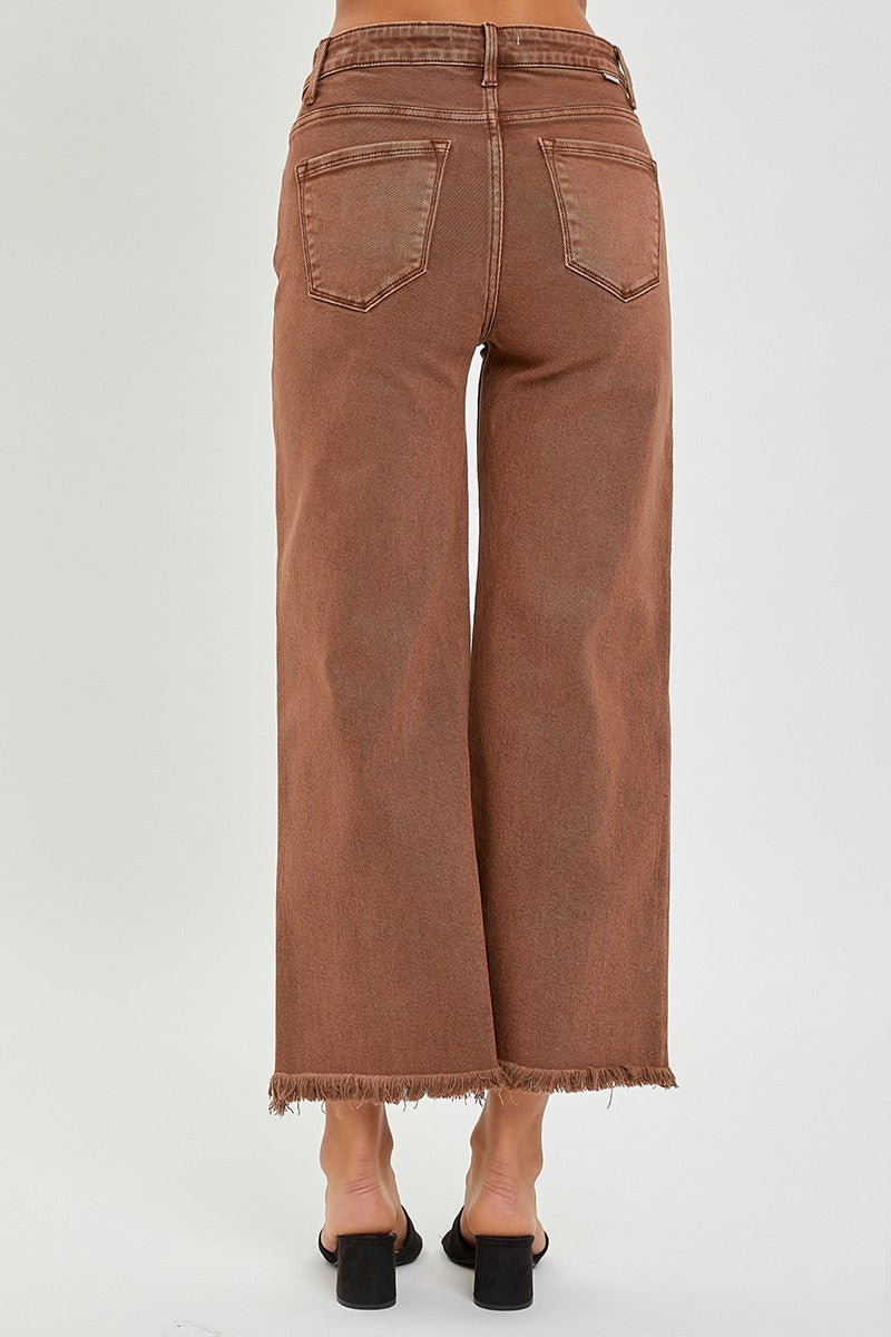 Risen High Rise Crop Wide Leg Pants - Espresso