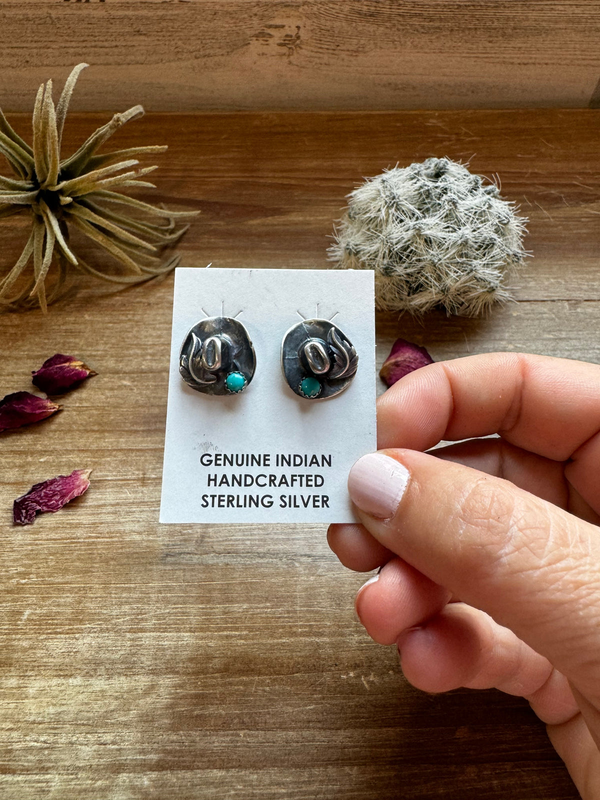 Cowboy Hat Stud Earrings with Kingman Turquoise by The Bijoux FAB Jewelry