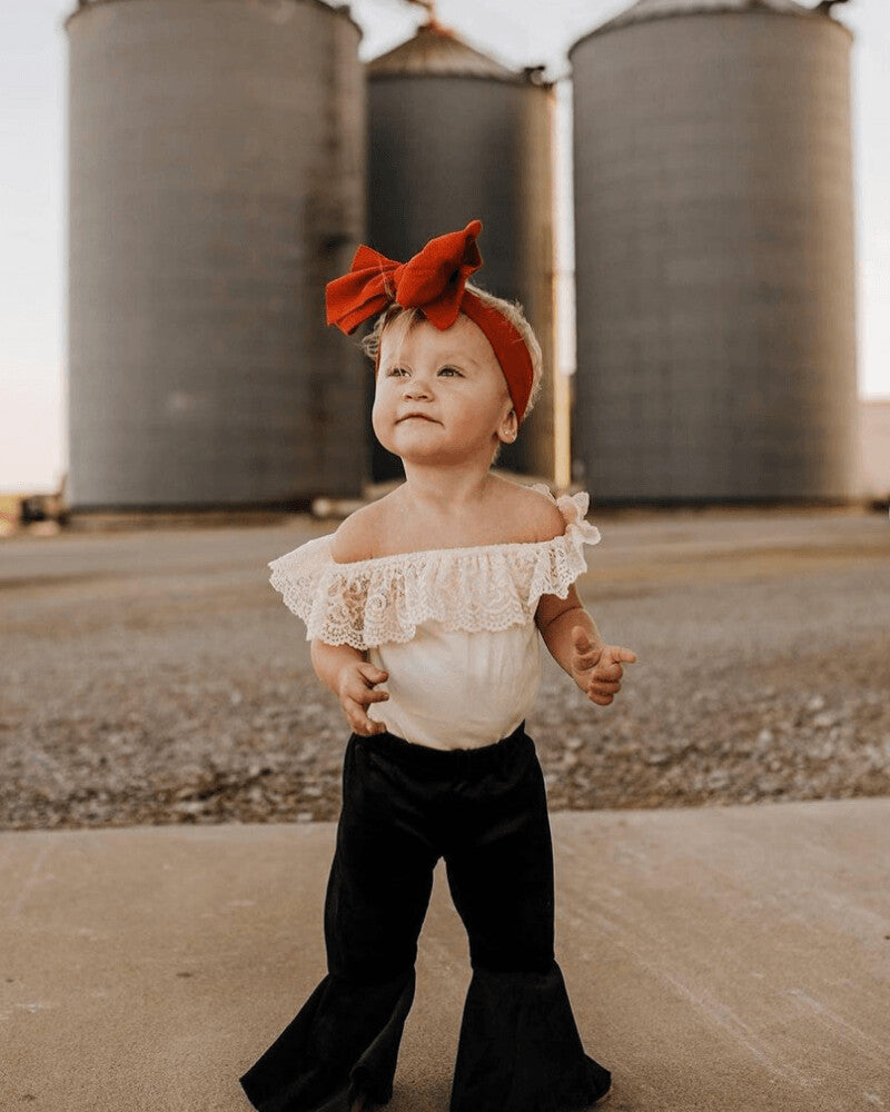 Toddler Velvet Black Bells by Bailey's Blossoms