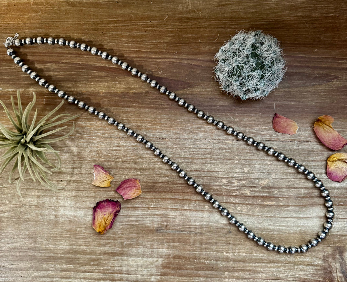32 inch Necklace - 8 mm & 5 mm saucer Sterling Silver Pearls — product photo.