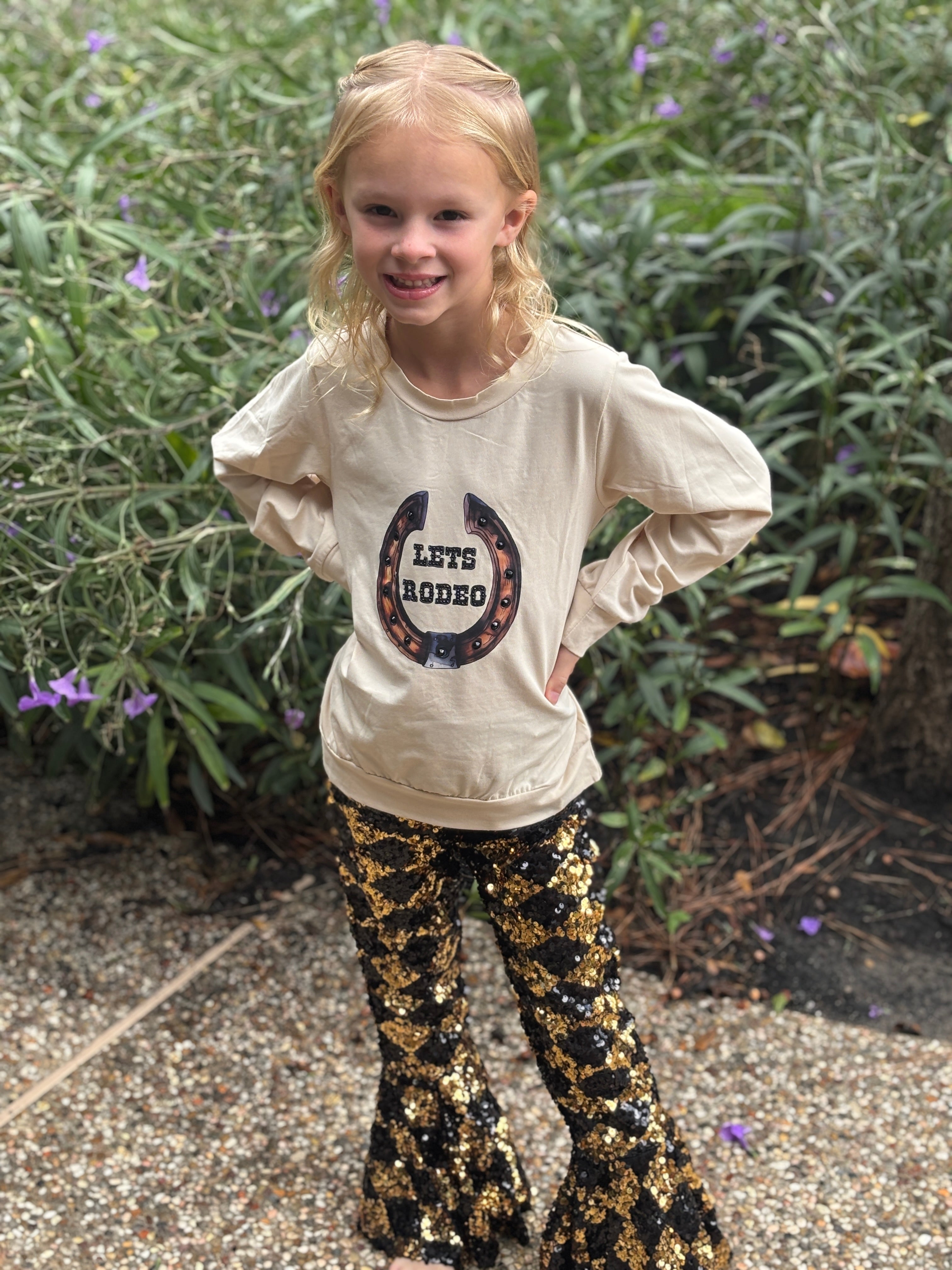 Kids - Beige Let's Rodeo Sweatshirt