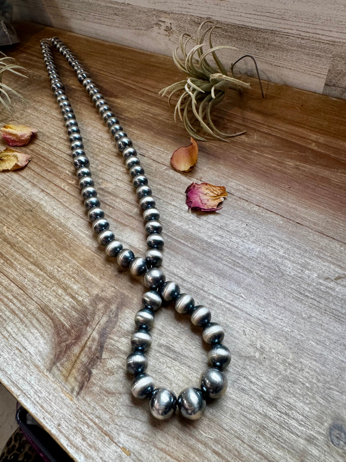 30 inch graduated 12 mm Sterling Silver Pearls hoop necklace — product photo.