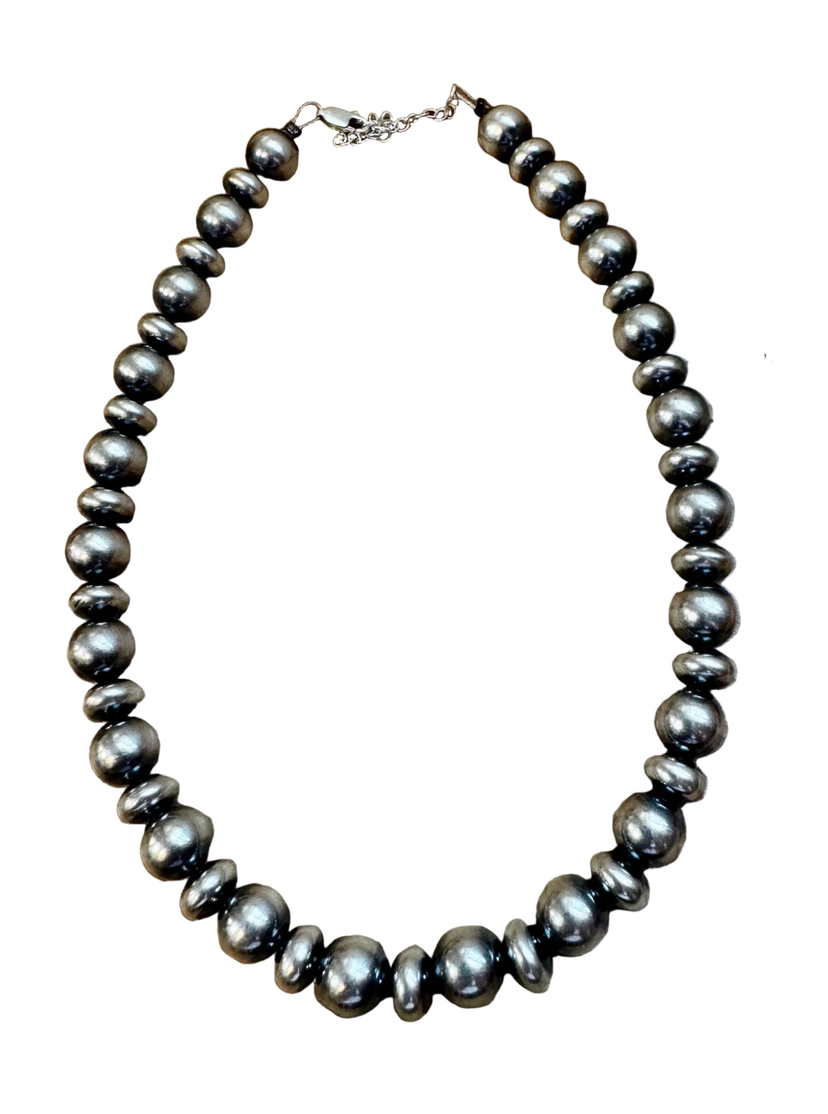 14 inch 10 mm and 10 mm Sterling Silver Pearls choker necklace — product photo.