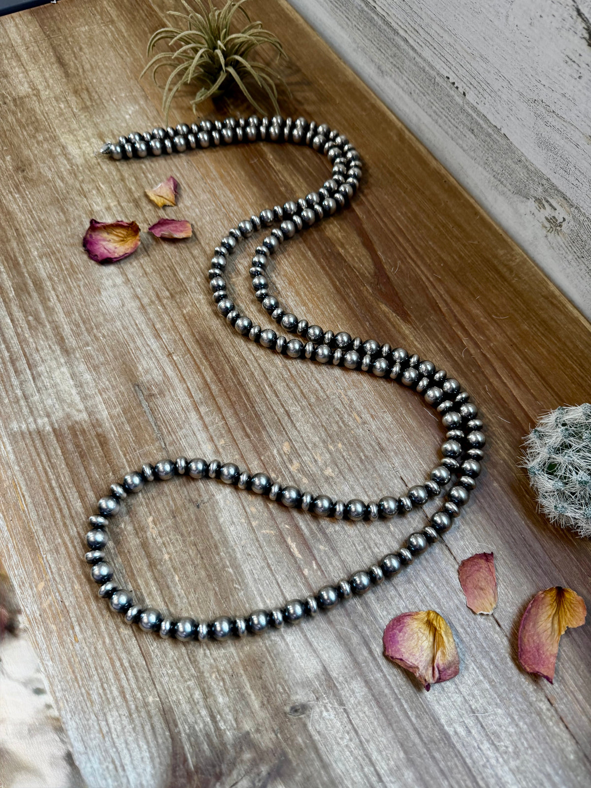 54 inch Necklace - 10 mm & 10 mm saucer Sterling Silver Pearls — product photo.