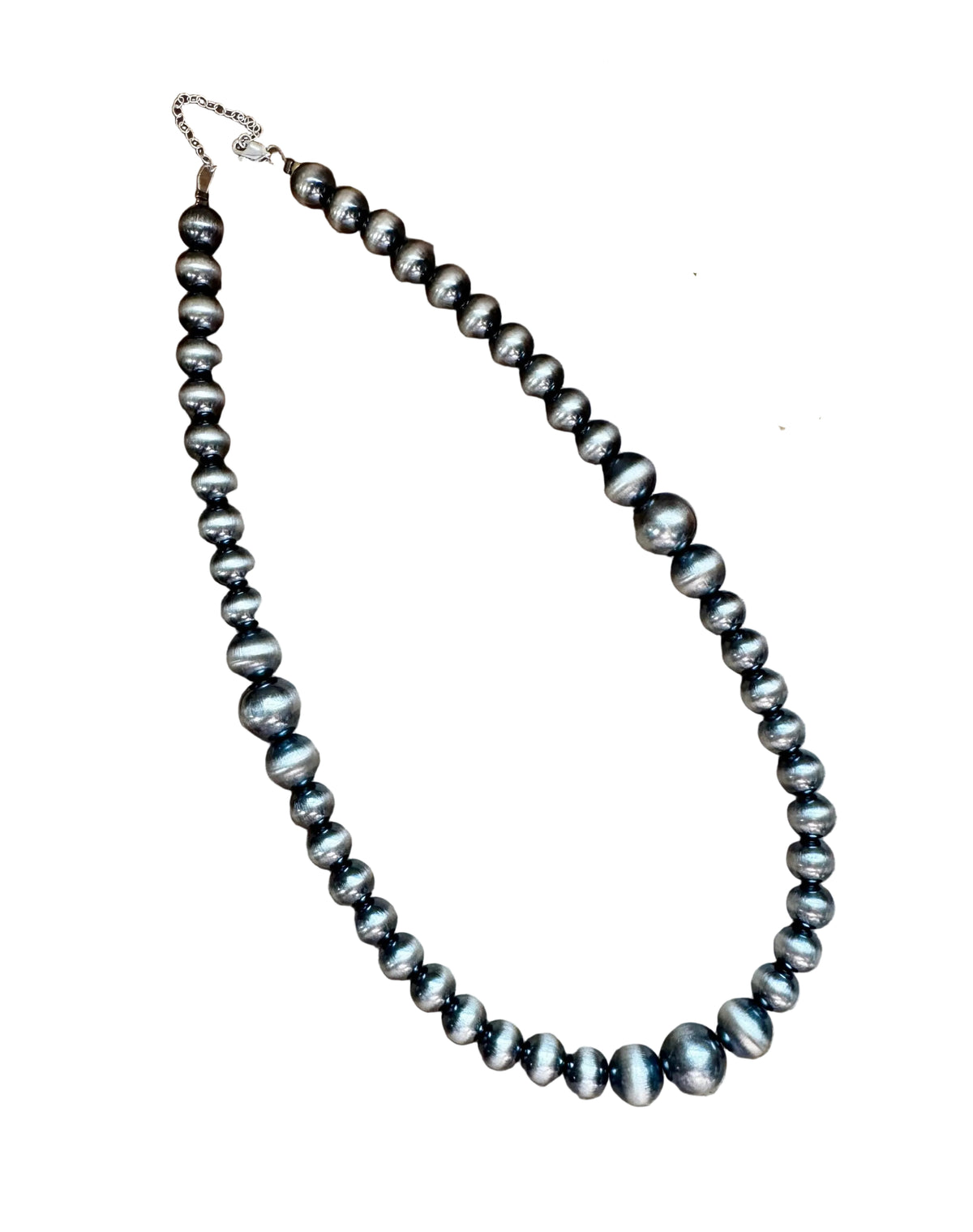 20 1/2 inch graduated 10 to 14 mm Sterling Silver Pearls necklace — product photo.