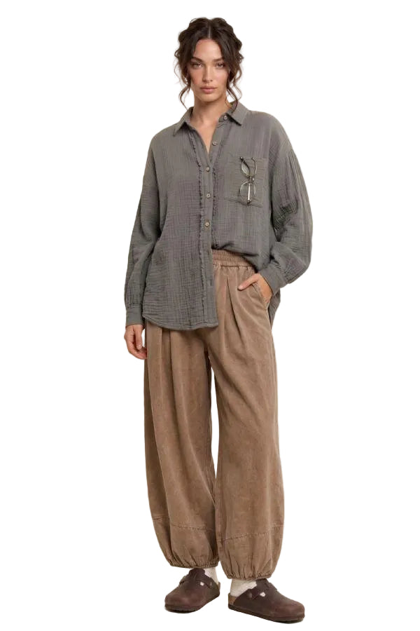 Pleated Balloon Pants -Mocho