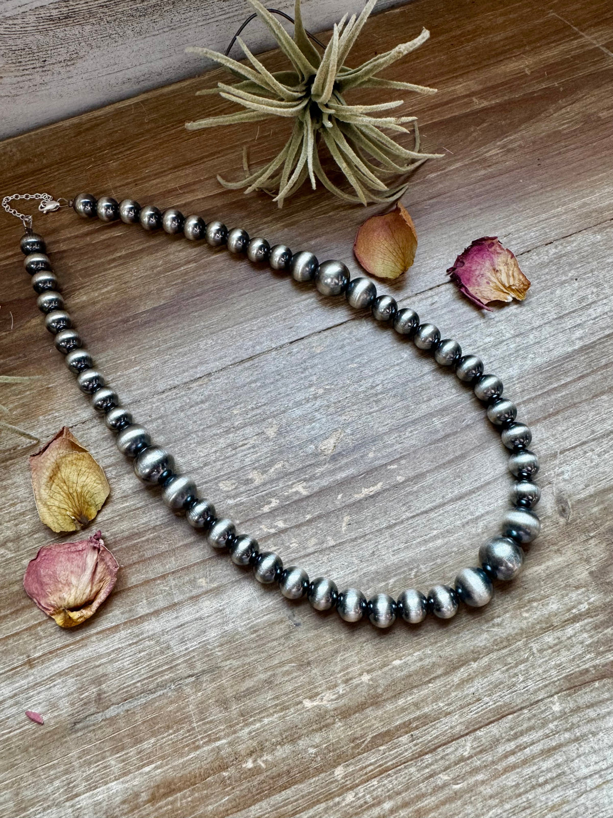 20 1/2 inch graduated 10 to 14 mm Sterling Silver Pearls necklace — product photo.