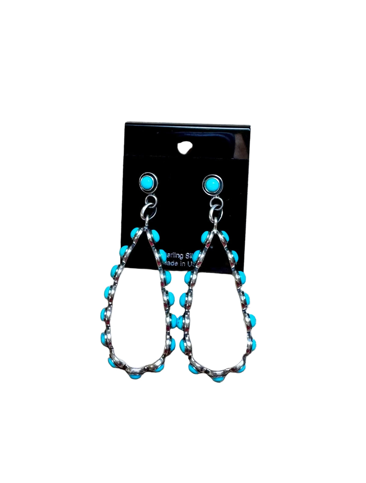 Kingman Turquoise Dangle Earrings – Sterling Silver, Lightweight, USA Made — product photo.