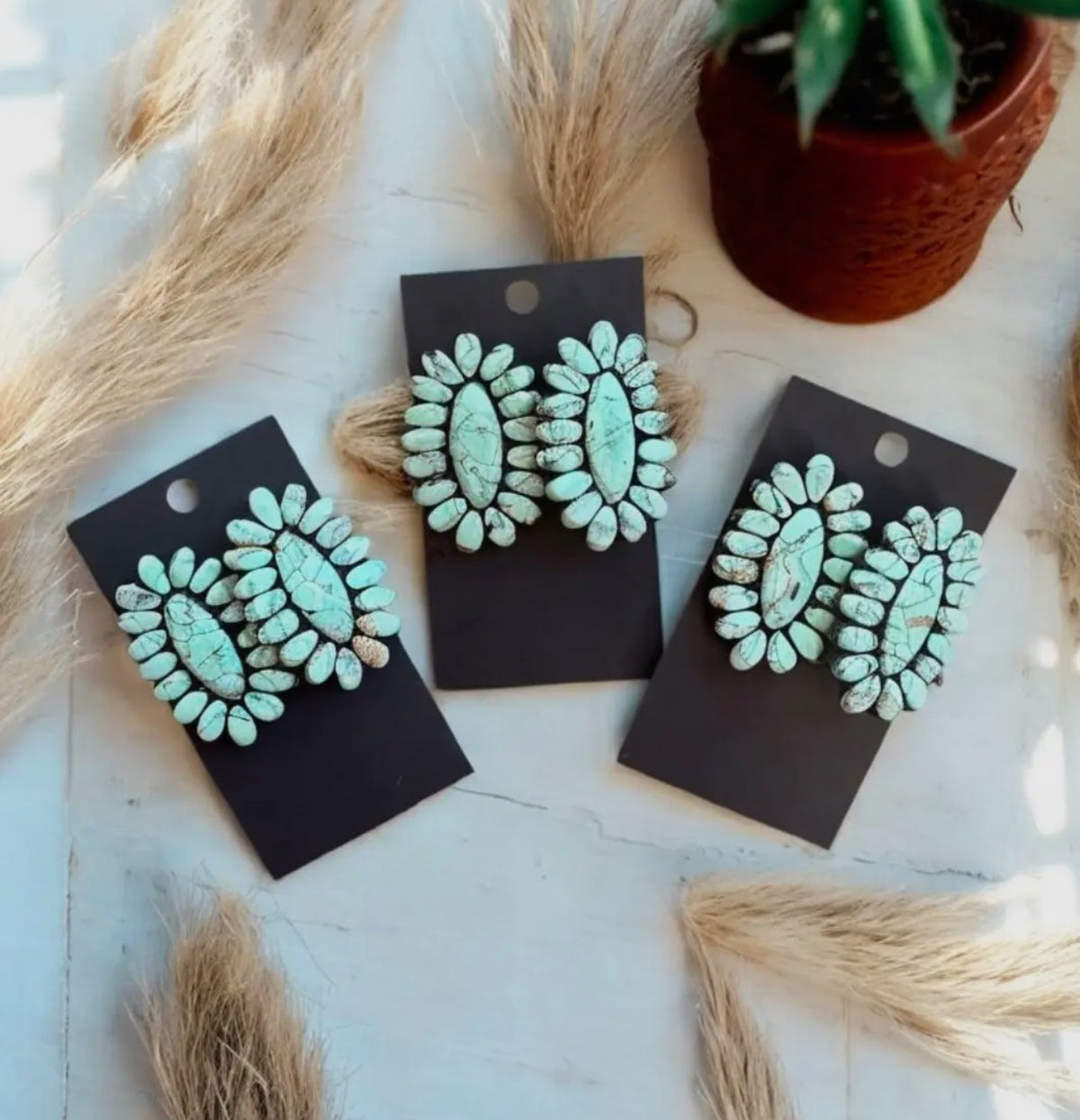 Mint Concho Large Clay Stud Earrings by The Bijoux FAB Jewelry