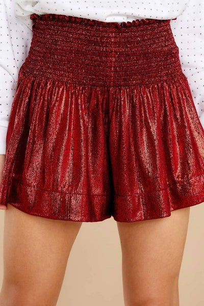 Queen of Sparkles Dark Red Wavy Shorts