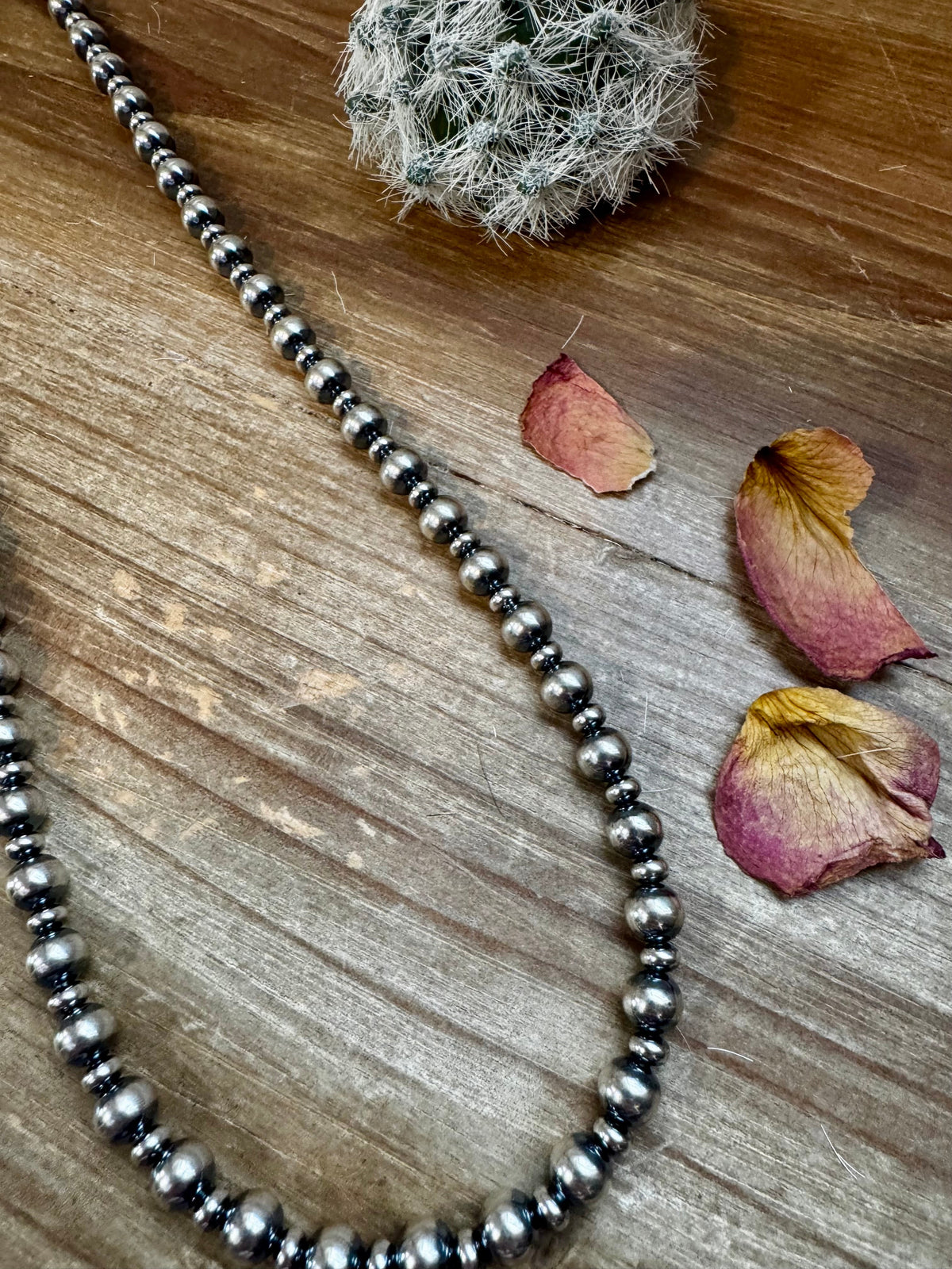 32 inch Necklace - 8 mm & 5 mm saucer Sterling Silver Pearls — product photo.