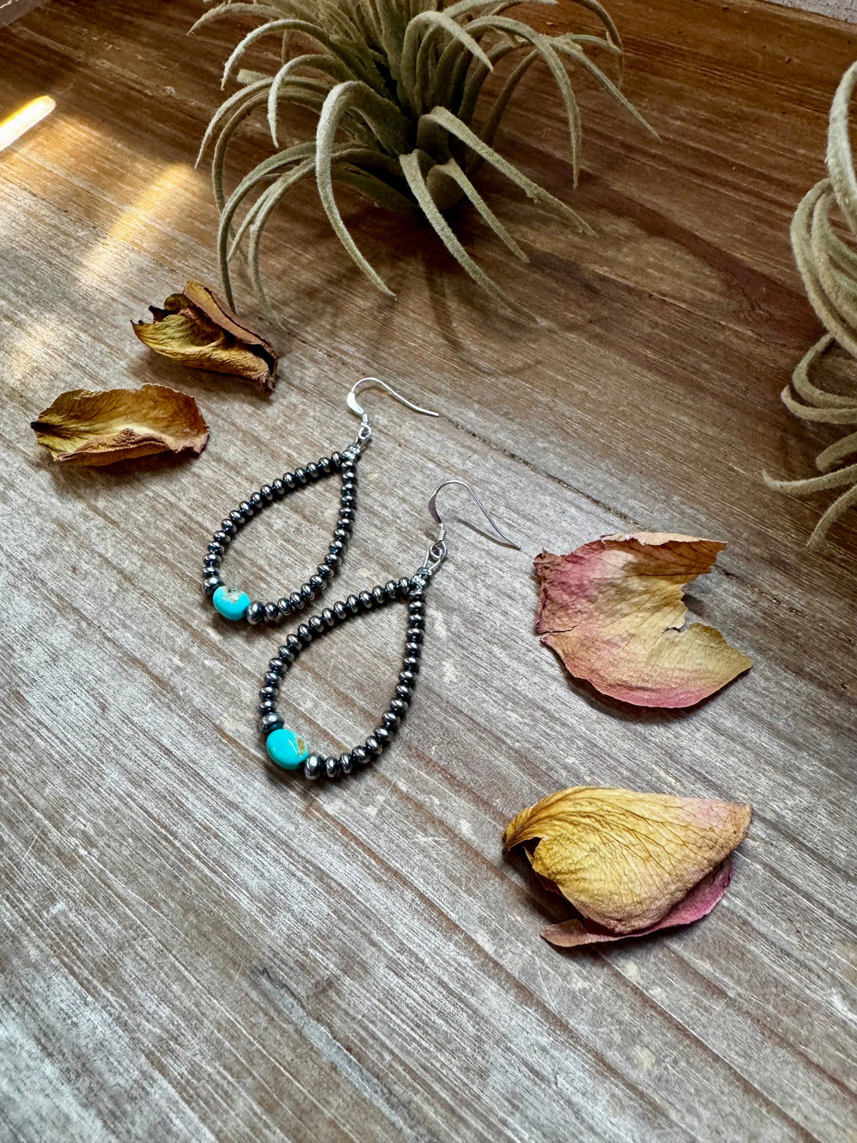 Sleeping Beauty Turquoise Teardrop Earrings – Sterling Silver — product photo.