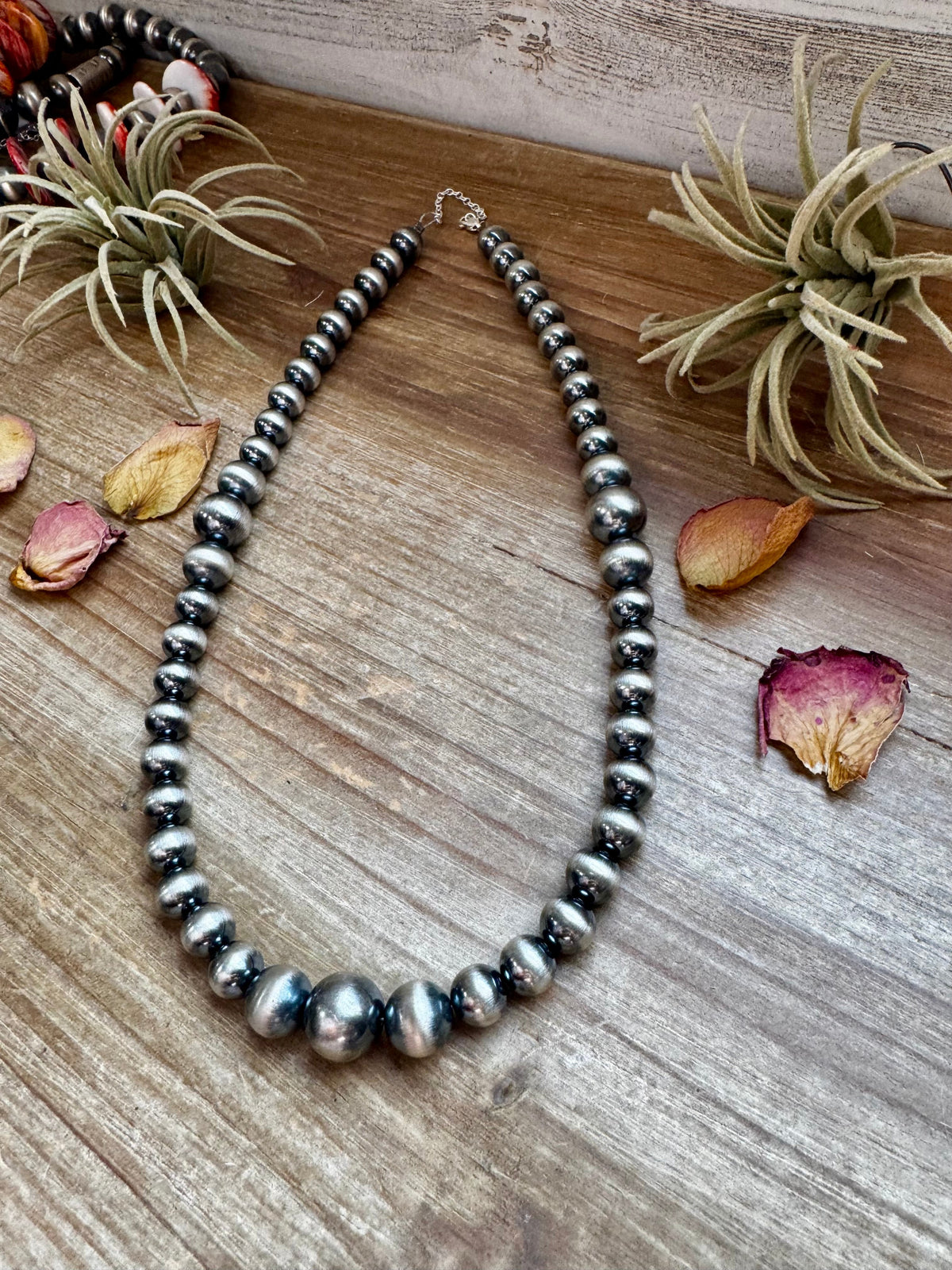 20 1/2 inch graduated 10 to 14 mm Sterling Silver Pearls necklace — product photo.