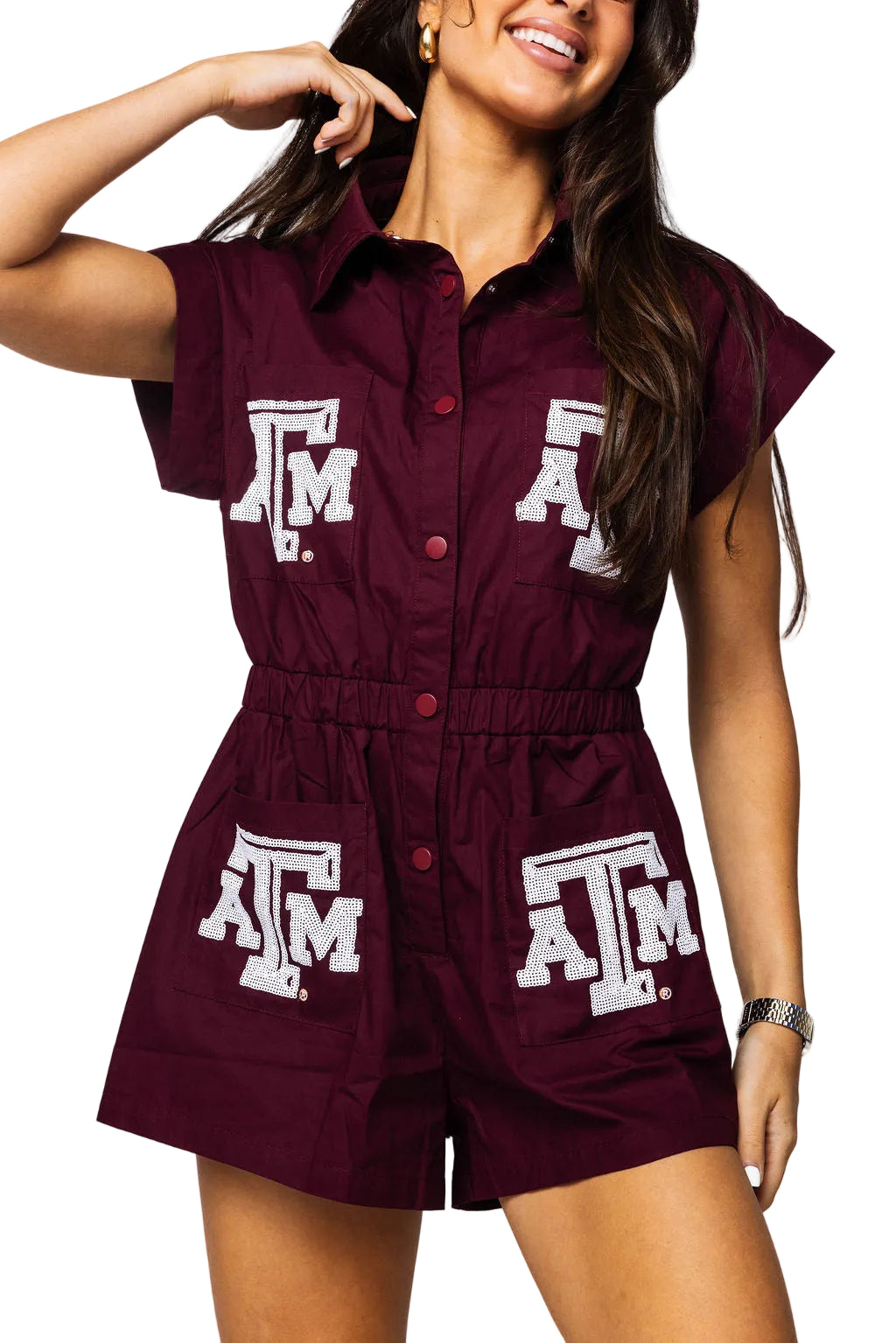 Queen of Sparkles Licensed Texas A&M Mascot Pocket Romper
