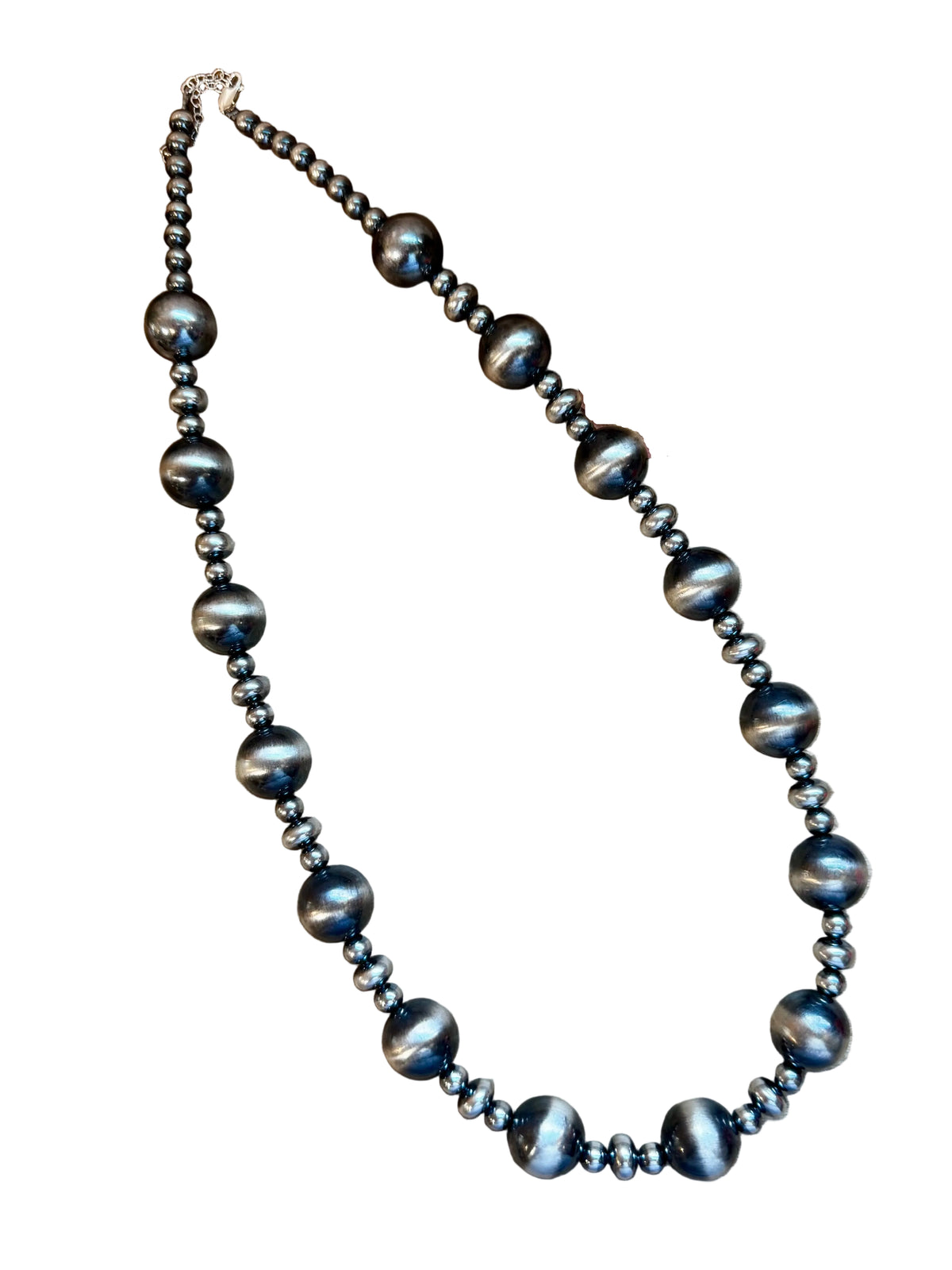 Sterling Silver Pearl Necklace – Mixed Sizes – 23" — product photo.