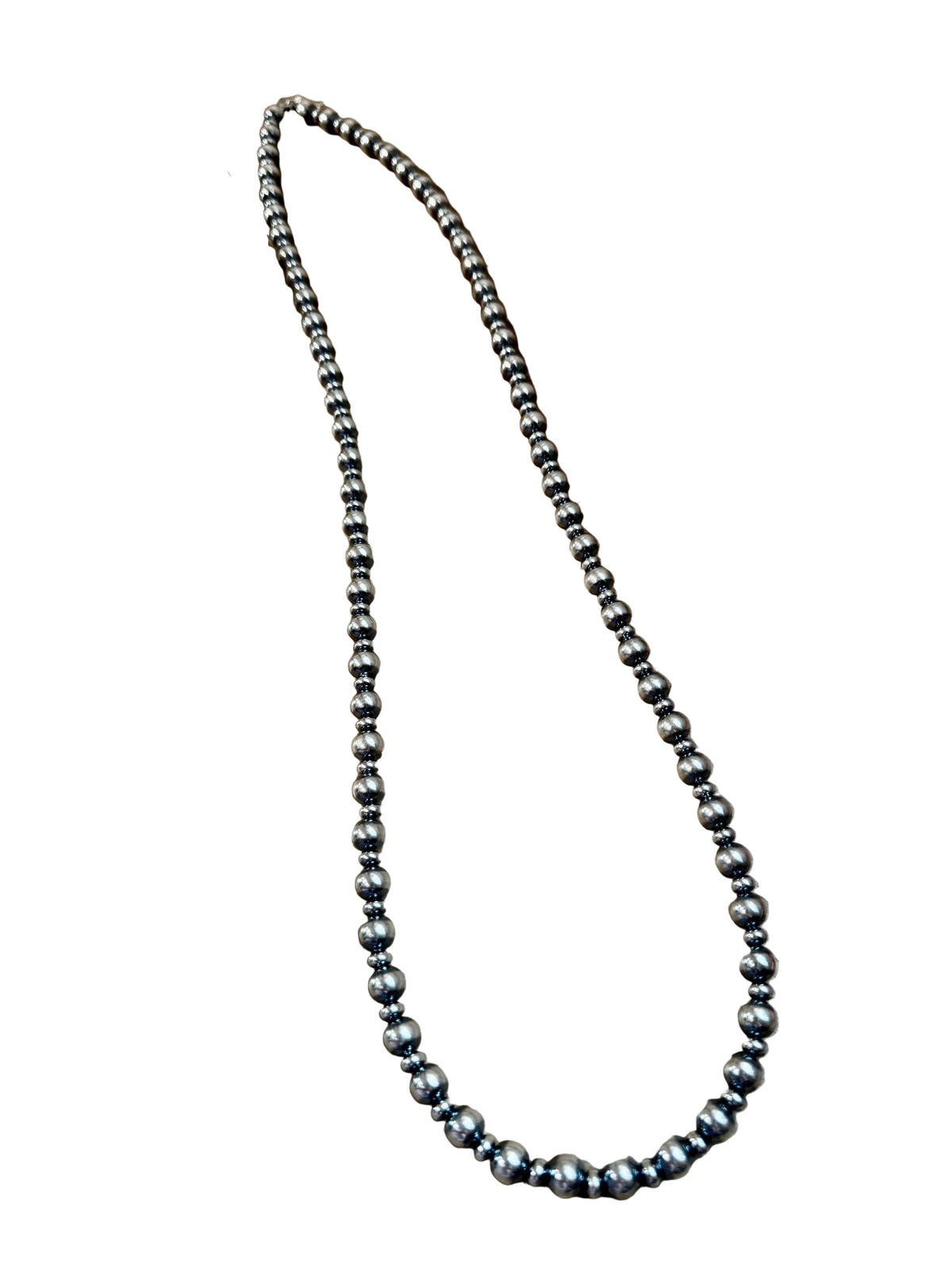 32 inch Necklace - 8 mm & 5 mm saucer Sterling Silver Pearls — product photo.