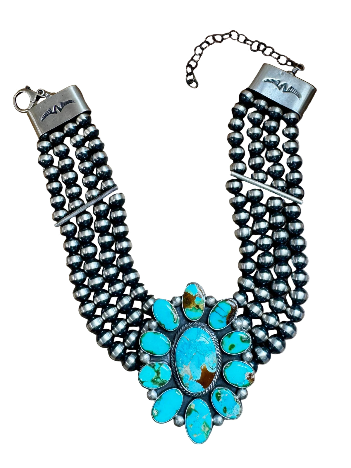 Princess Sonoran Turquoise Necklace – Emerson Thompson, Native Made, Sterling Silver — product photo.