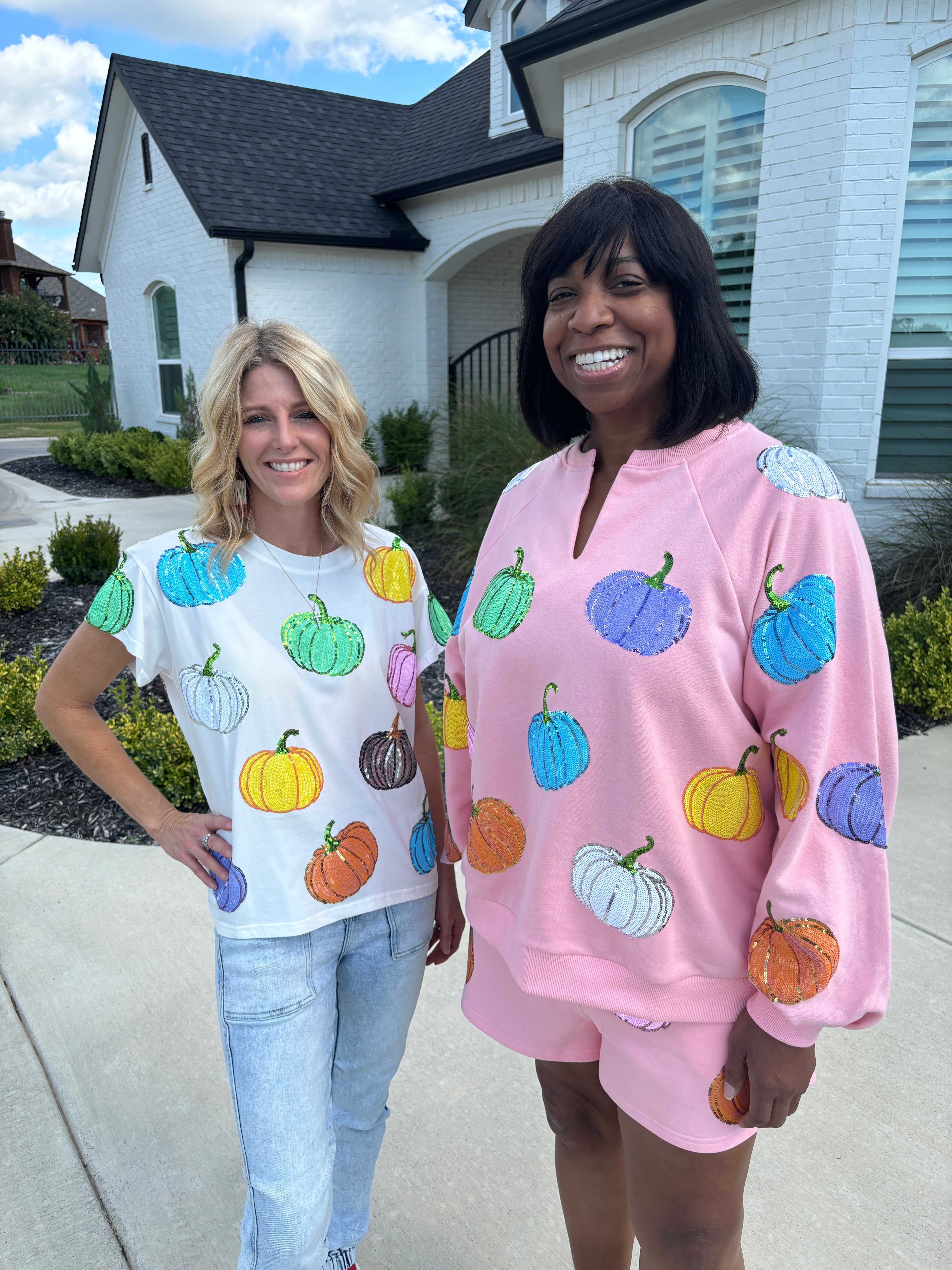 Queen of Sparkles White Multi Pumpkin Tee